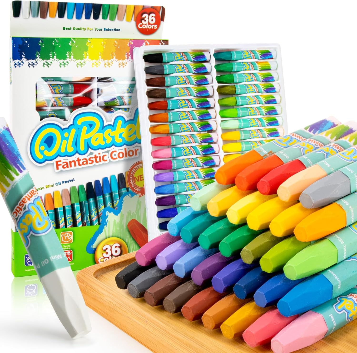 36 Colors Oil Pastels Set - Crayons Bulk Washable Crayon Soft Oil Pastels Crayons for Artists, Students, Teachers, Blending, Drawing, Art Supplies and School Supplies