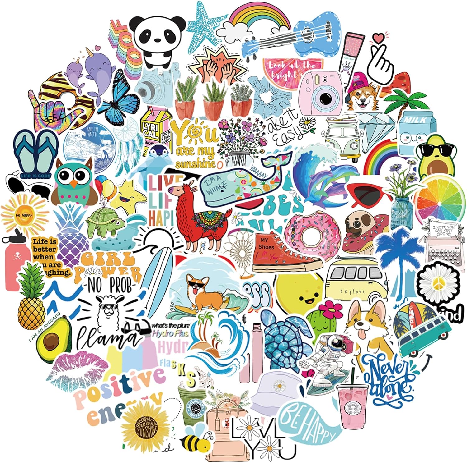 Bekayshad Stickers for Water Bottles, 100 Pack/PCS Cute Vsco Vinyl Aesthetic Waterproof Stickers for Laptop Hydroflask Computer for Teens Kids Girls