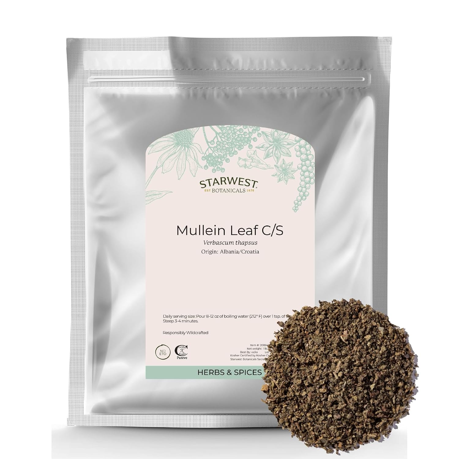 Starwest Botanicals Wildcrafted Mullein Leaf - Bulk 1 lb Bag