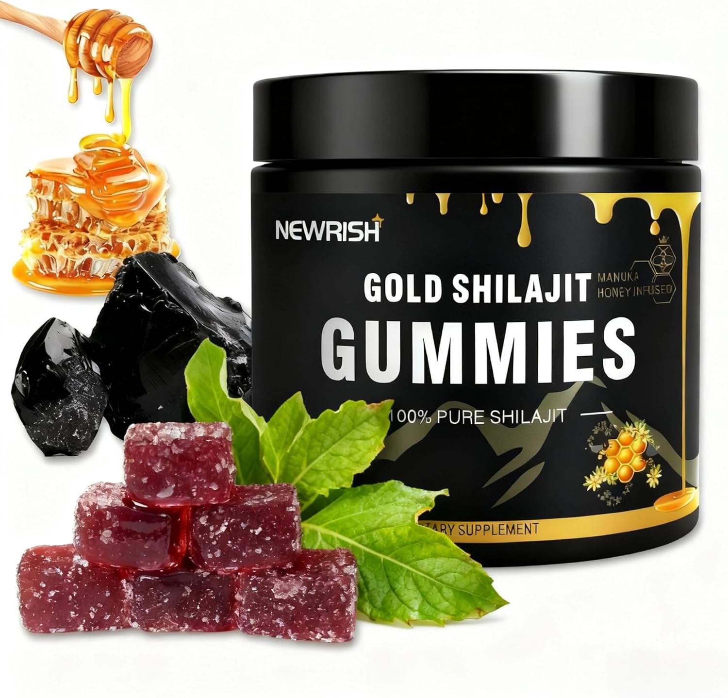 Shilajit Gummies for Women Shilajit Honey Sticks Shilajit gummiesFulvic Acid & 85+ Trace Minerals I for Men, Women I Non-GMO I 100% Natural & Organic I 30 Gummy