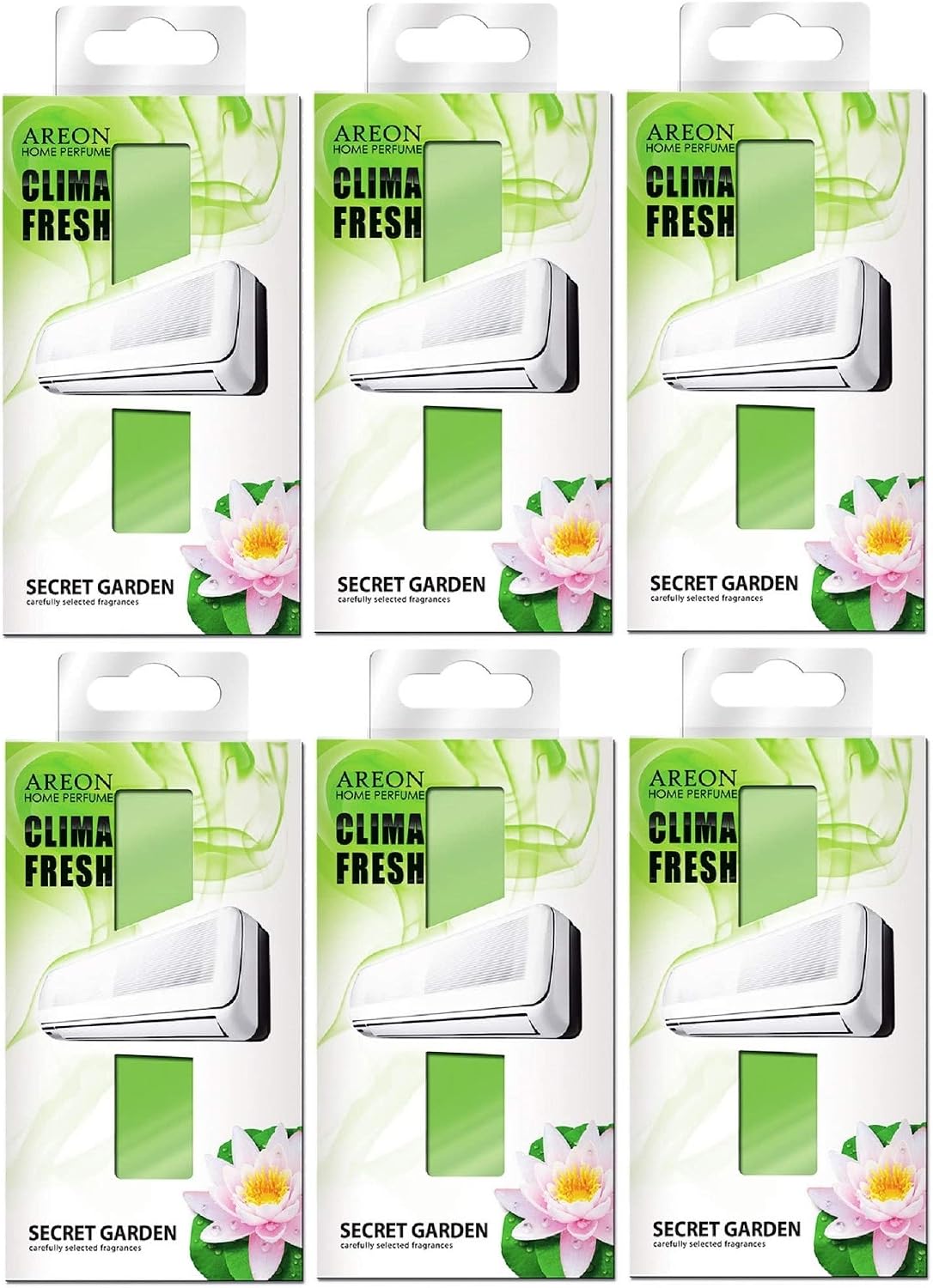 Areon Clima Air Freshener Home Conditioner Secret Garden Multi Pack Set of 6
