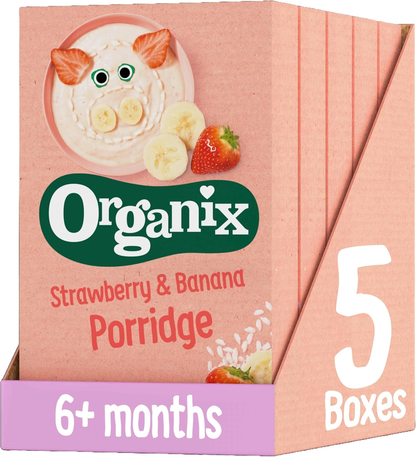Organix Strawberry & Banana Organic Baby Porridge, 6+ Months, 120 g (Pack of 5)