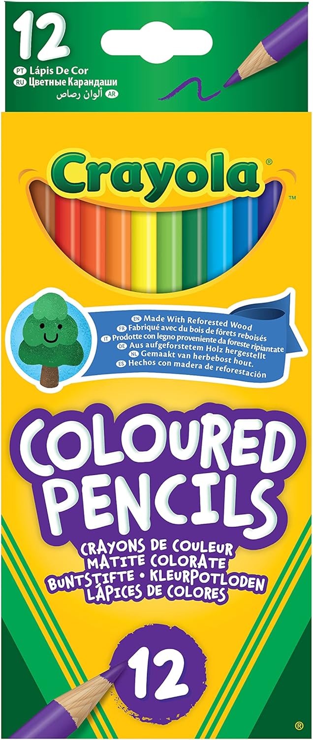CRAYOLA Colouring Pencils - Assorted Colours (Pack of 12) | A Must-Have for All Kids Arts & Crafts Sets | Ideal for Kids Aged 3+
