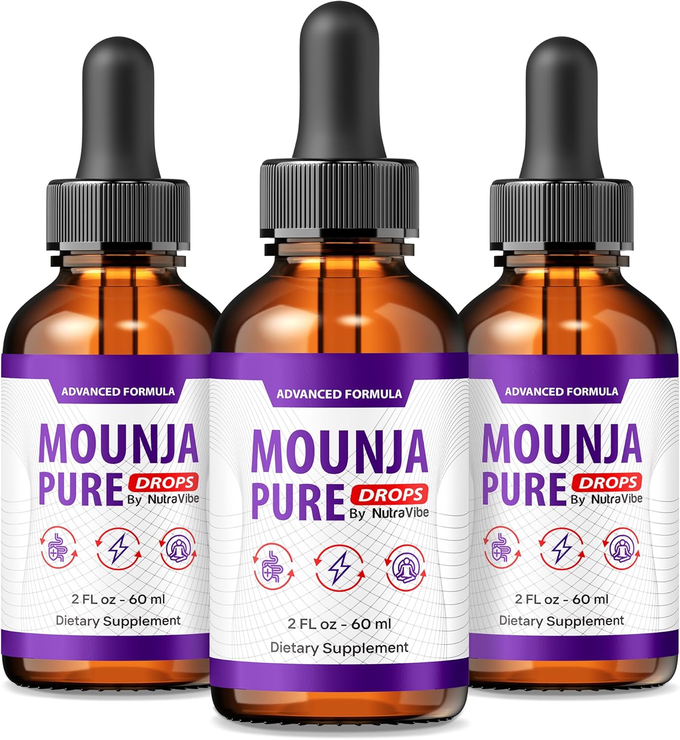 (3 Pack) Mounja Pure Drops, MounjaPure Premium Formula to Achieve Your Body Goals, Made with All-Natural Ingredients to Support Energy, Health and Fitness, Liquid Complex for Daily Use (90 Servings)