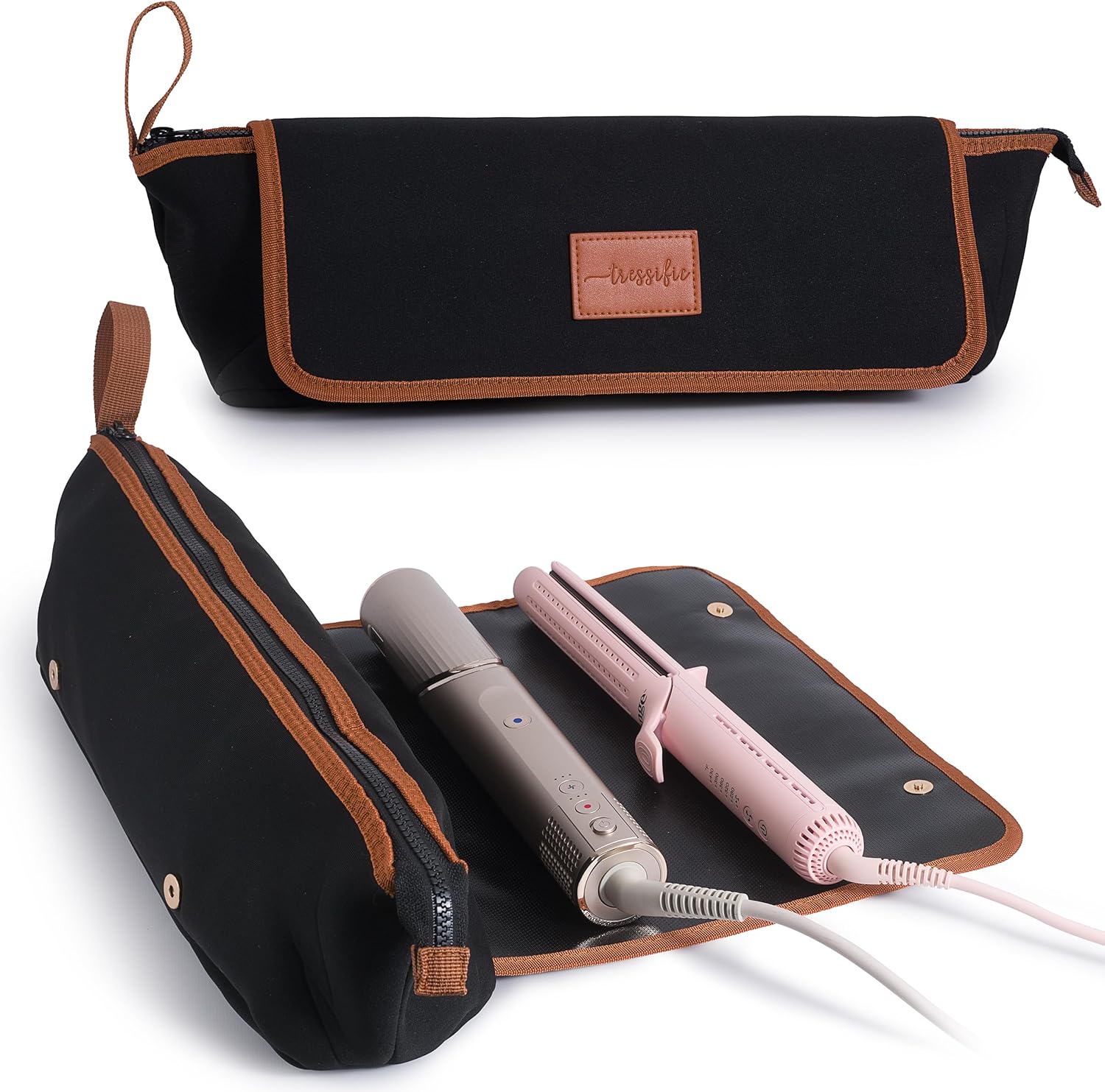 Hair Tools Travel Bag with Heat Resistant Mat, Large Hot Tool Organizer Bag, Curling Iron/Flat Iron Travel Case, Carrying Case for Hair Styling Tools, Travel Must Haves, Travel Essentials for Women