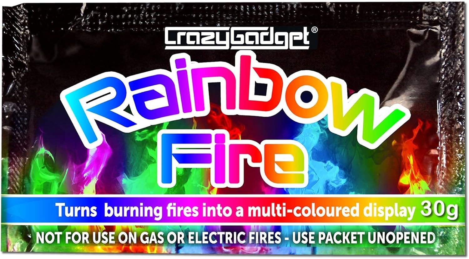 CrazyGadget® (Pack of 12 12X Rainbow Fire Magic Fire Coloured Flames Bonfire Colour Changing Fire For Log Burner