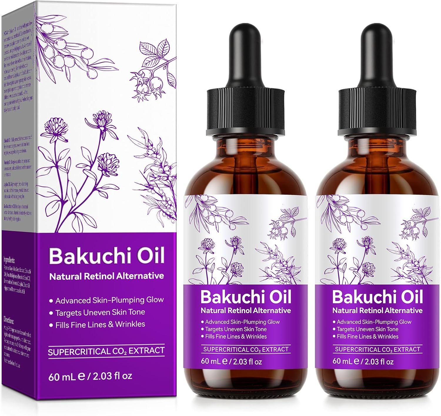 Bakuchiol Oil Organic Cold Pressed Bakuchi Oil Serum-2PCS