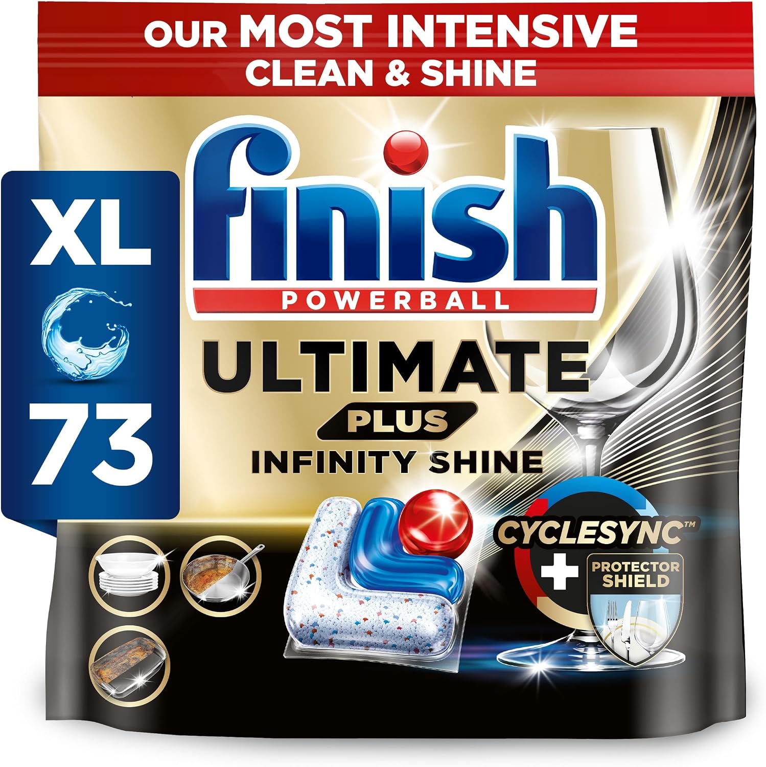 Finish Ultimate Plus Infinity Shine, Dishwasher Tablets, Fresh, 73