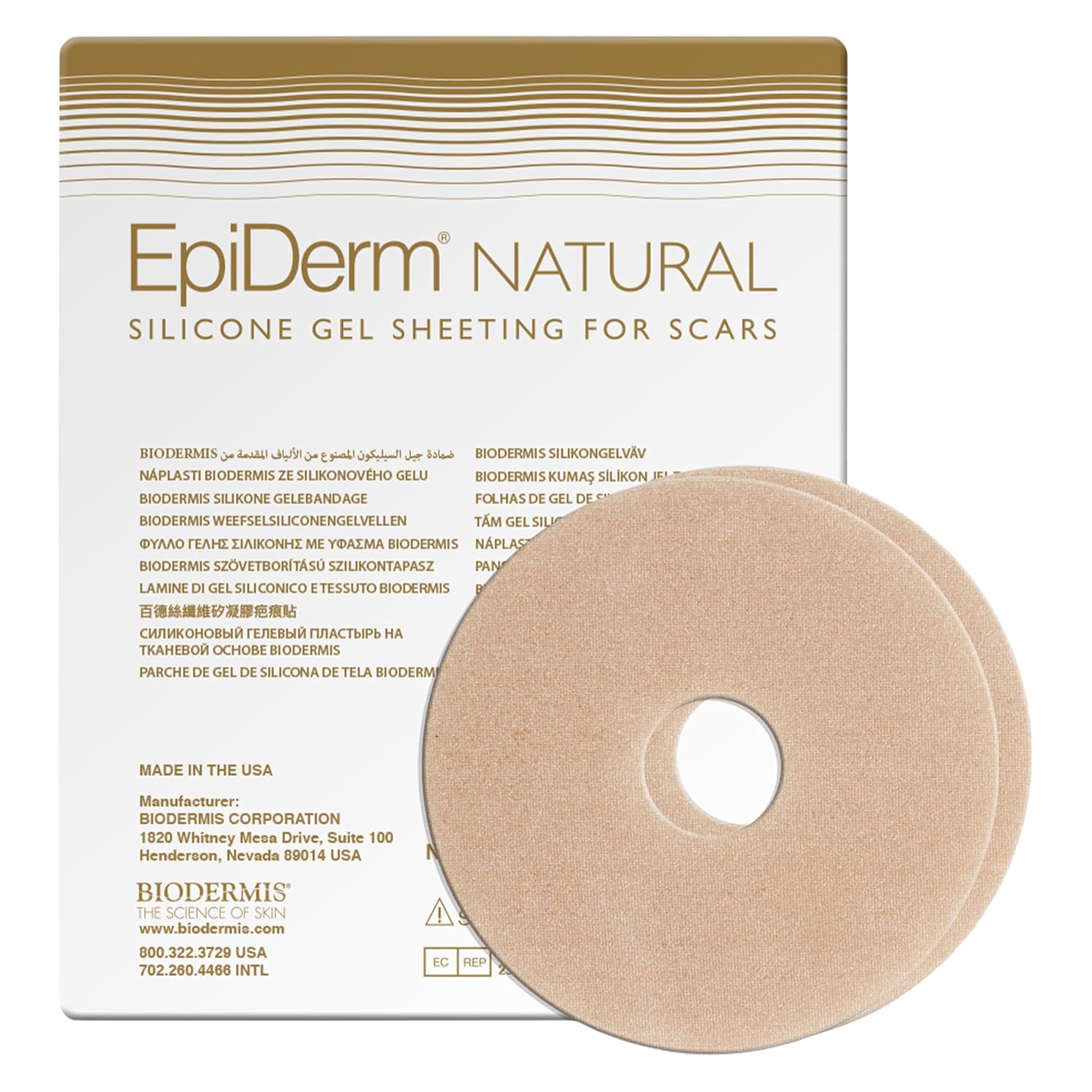 EpiDerm Areola Circles – Silicone Scar Sheets for Surgical Scars from Areola Reconstruction & Breast Augmentation - Washable & Reusable Silicone Sheets - Complements Mastopexy Forms - 1 Pair, Natural