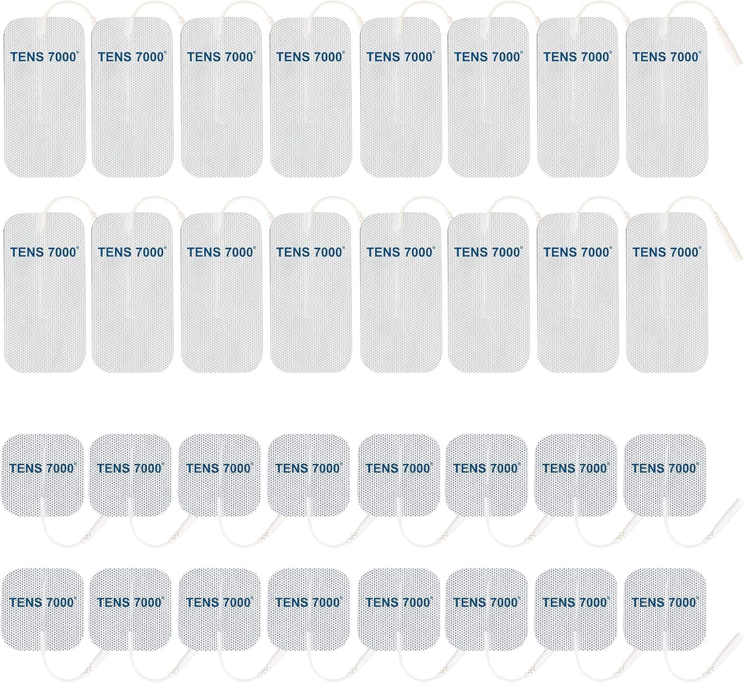 TENS 7000 Official TENS Unit Replacement Pads 32 Pack - 16-2" X 2", 16-2" X 4" TENS Unit Electrode Pads Compatible with Most TENS Machines Replacement Electrodes Value Pack