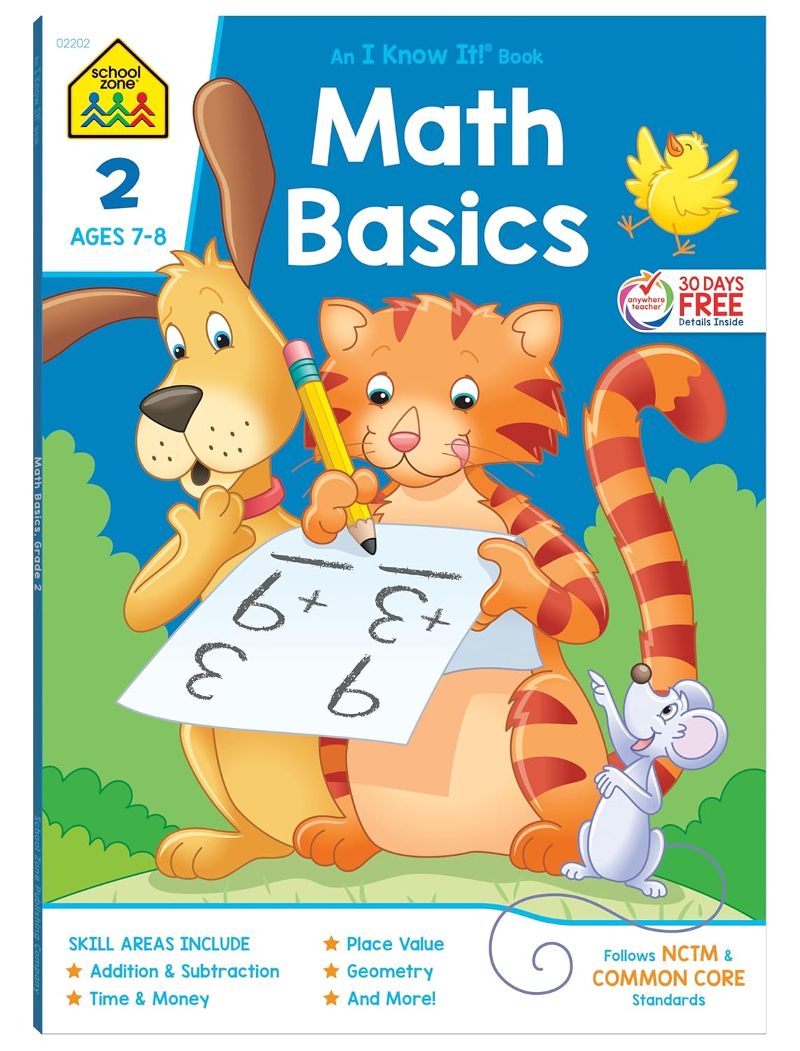 School Zone Math Basics 2 Workbook: 64 Pages, 2nd Grade, Addition & Subtraction, Time & Money, Place Value, Fact Families, Ages 7-8 (I Know It! Book Series)