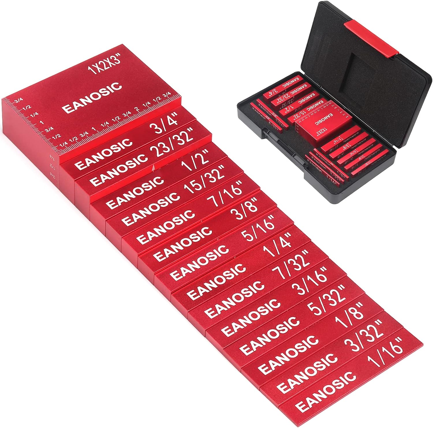 Setup Blocks Height Gauge Set, 15pcs Precision Aluminum Setup Bars for Router and Table Saw Accessories Woodworking Set Up, Bars Include Laser Engraved Size Markings