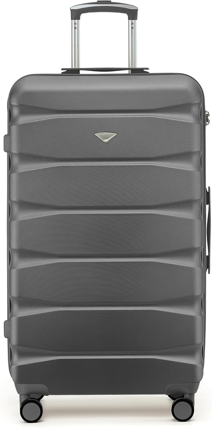 Flight Knight Large Trunk Check in Suitcase 131 L Capacity Interior Extra Large 80 x 46.5 x 38 cm - Hard Shell Checked Luggage for Long-Haul Travel, Spinner Wheels and TSA Lock - Airlines Approved