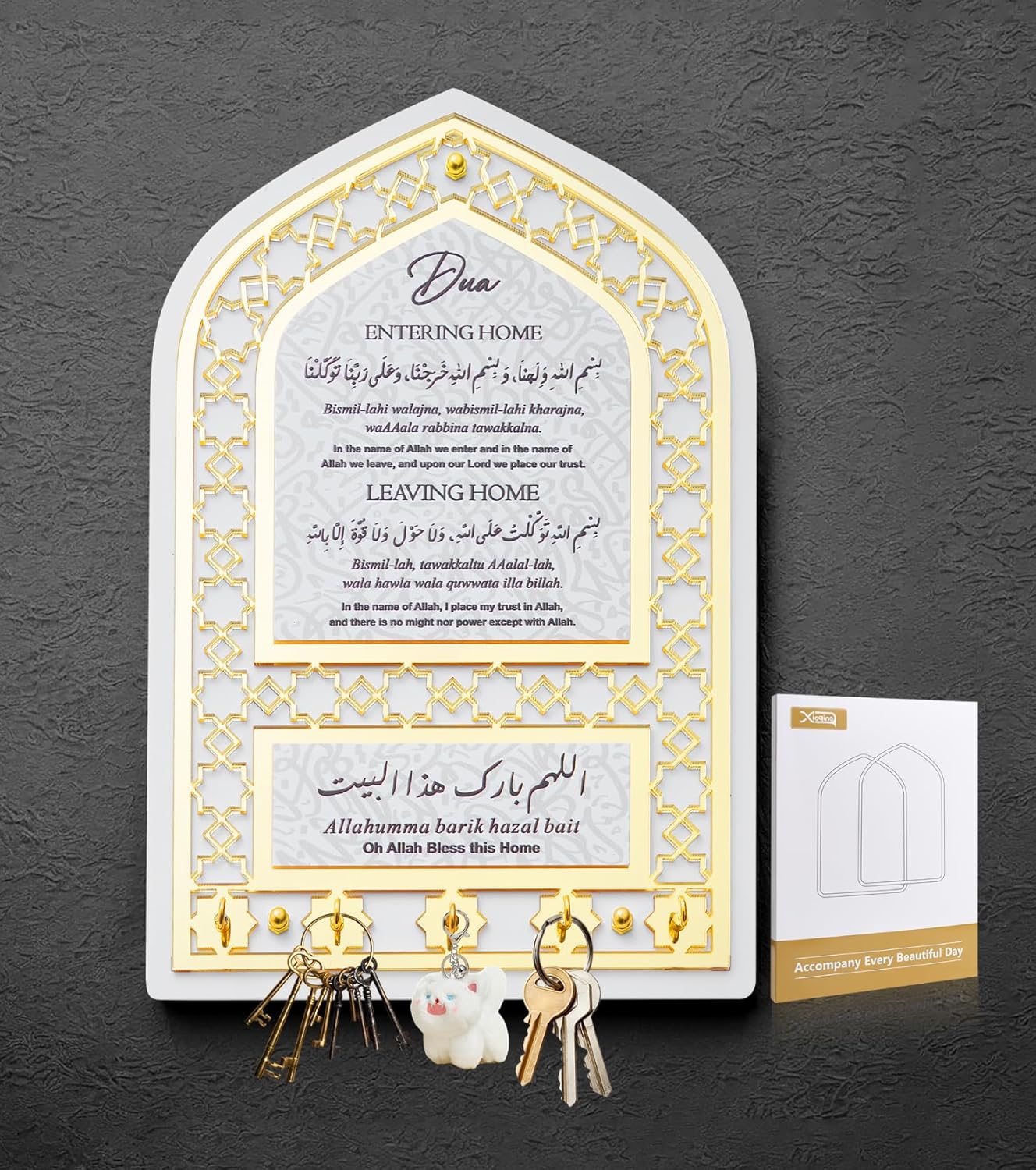 Islamic Wall Decor, Islamic Wall Art, Quality Key Holder for Wall, Exquisite Muslim Gift, for Housewarming Gift, Eid, Mihrap Shape