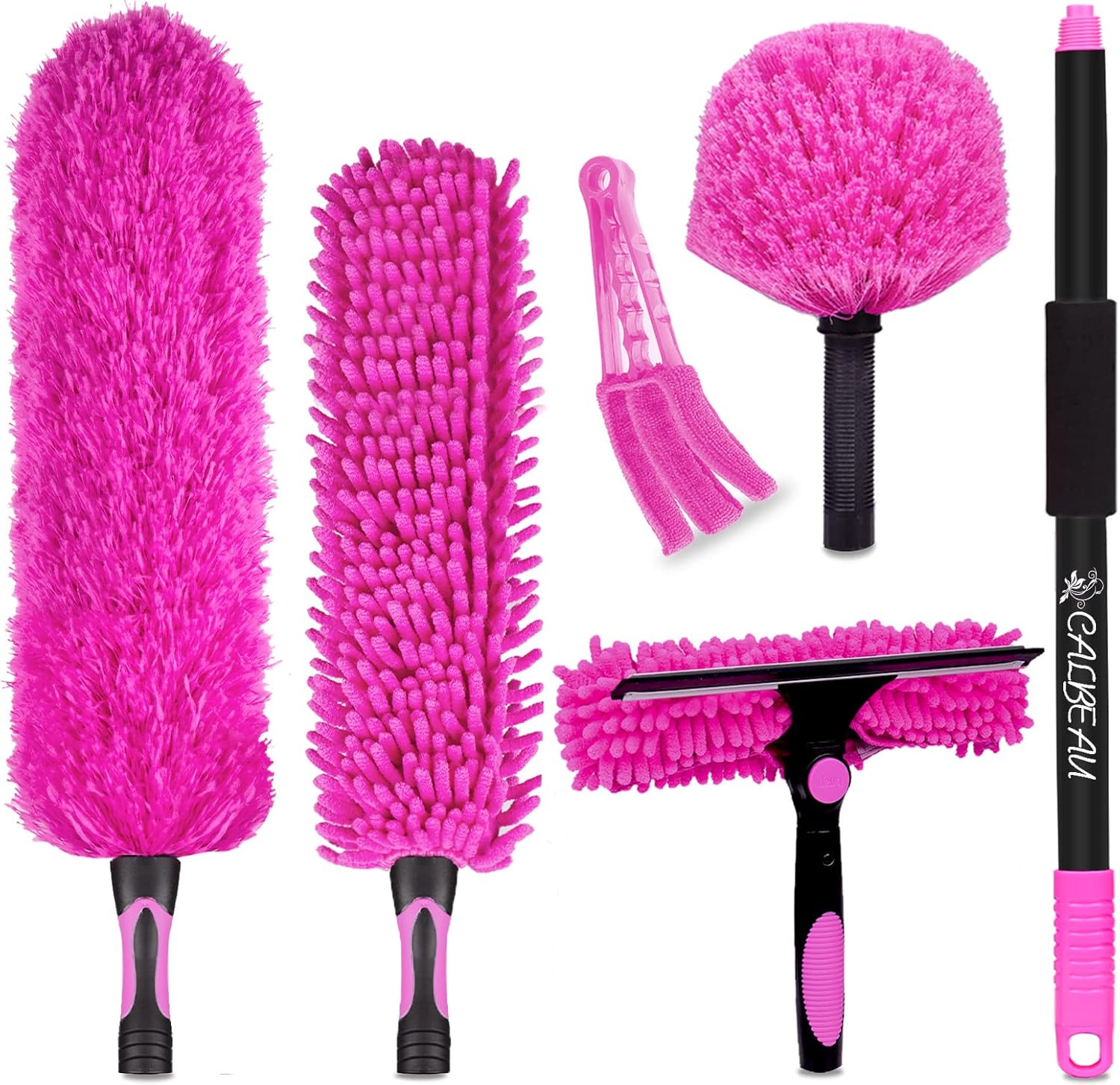 15 Foot Dusters for Cleaning, Duster with Extension Pole 7-15ft, 12 PCS Microfiber Feather Duster Used for Cleaning Ceiling Fan,High Window, Sofa, Cobweb Duster for Women