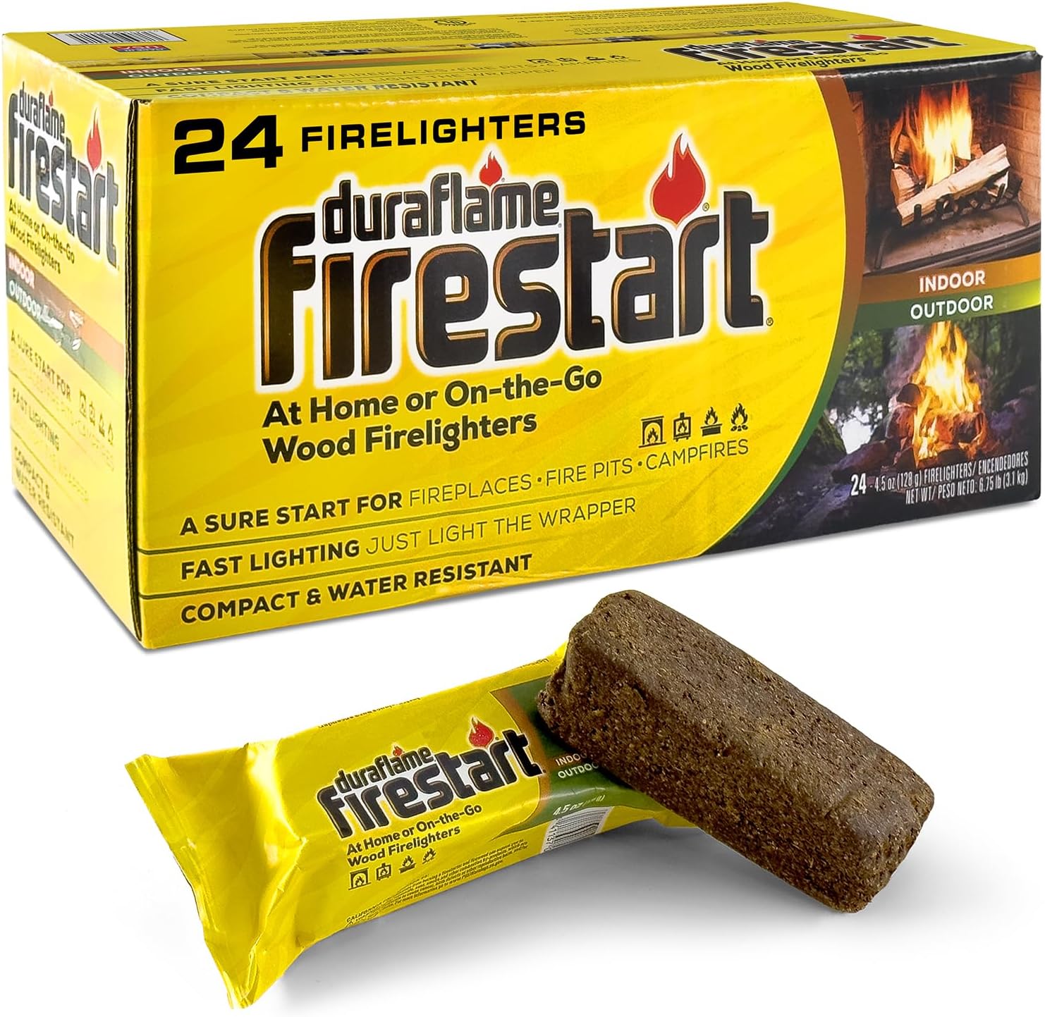 Fire Starter for Indoor and Outdoor Use - Quick Ignition Logs for BBQ, Fireplace, Fire Pit and Campfires (24 Pack) -Starters for Campfires