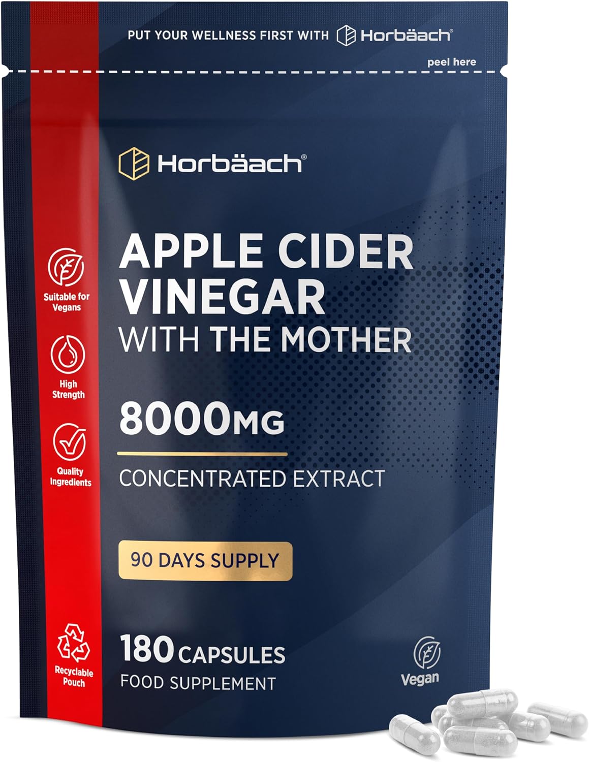 Apple Cider Vinegar Capsules with Mother 8000mg - 3-Month Supply