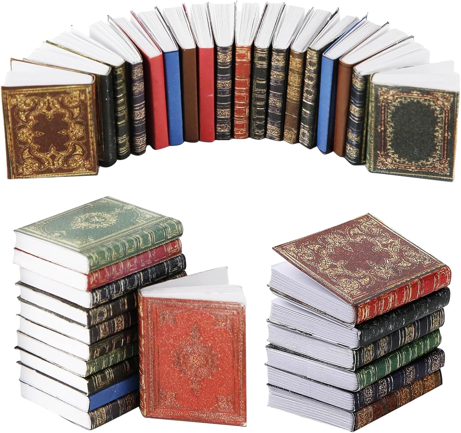 EDLMKM 24 PCS Miniatures Dollhouse Books, Miniature Books, 1:12 Scale Miniatures Dollhouse Books, Mini Books Model, Reusable Minature Books for Boys and Girls, Bedroom, Study Room