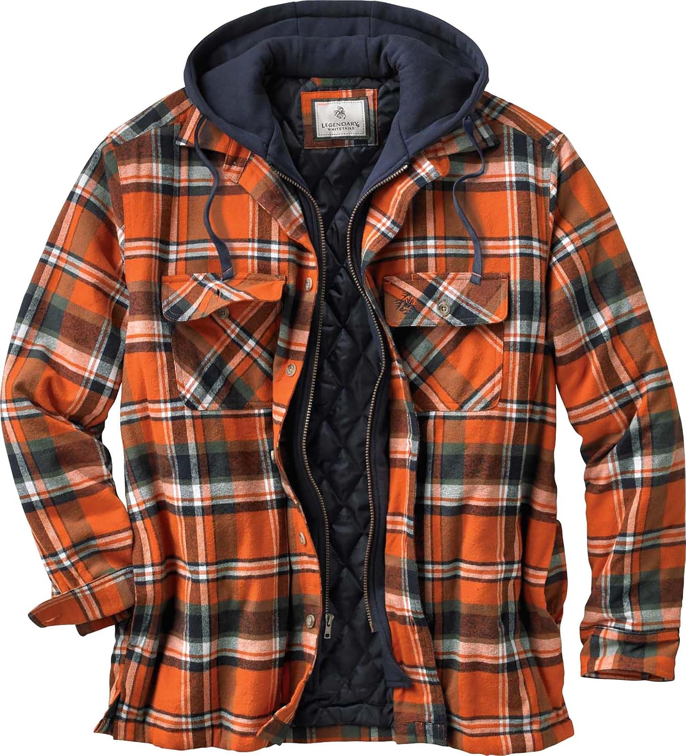 Legendary Whitetails Mens Flannel Shirt Jacket Hooded Insulated Shacket