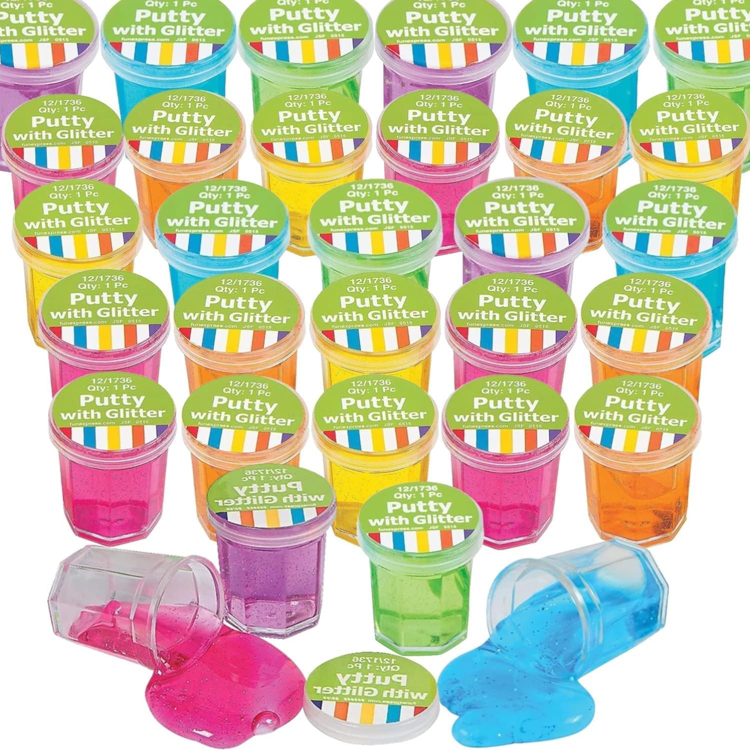 Kicko Toys - 48 pack mini putty with glitter (for ages 3+)