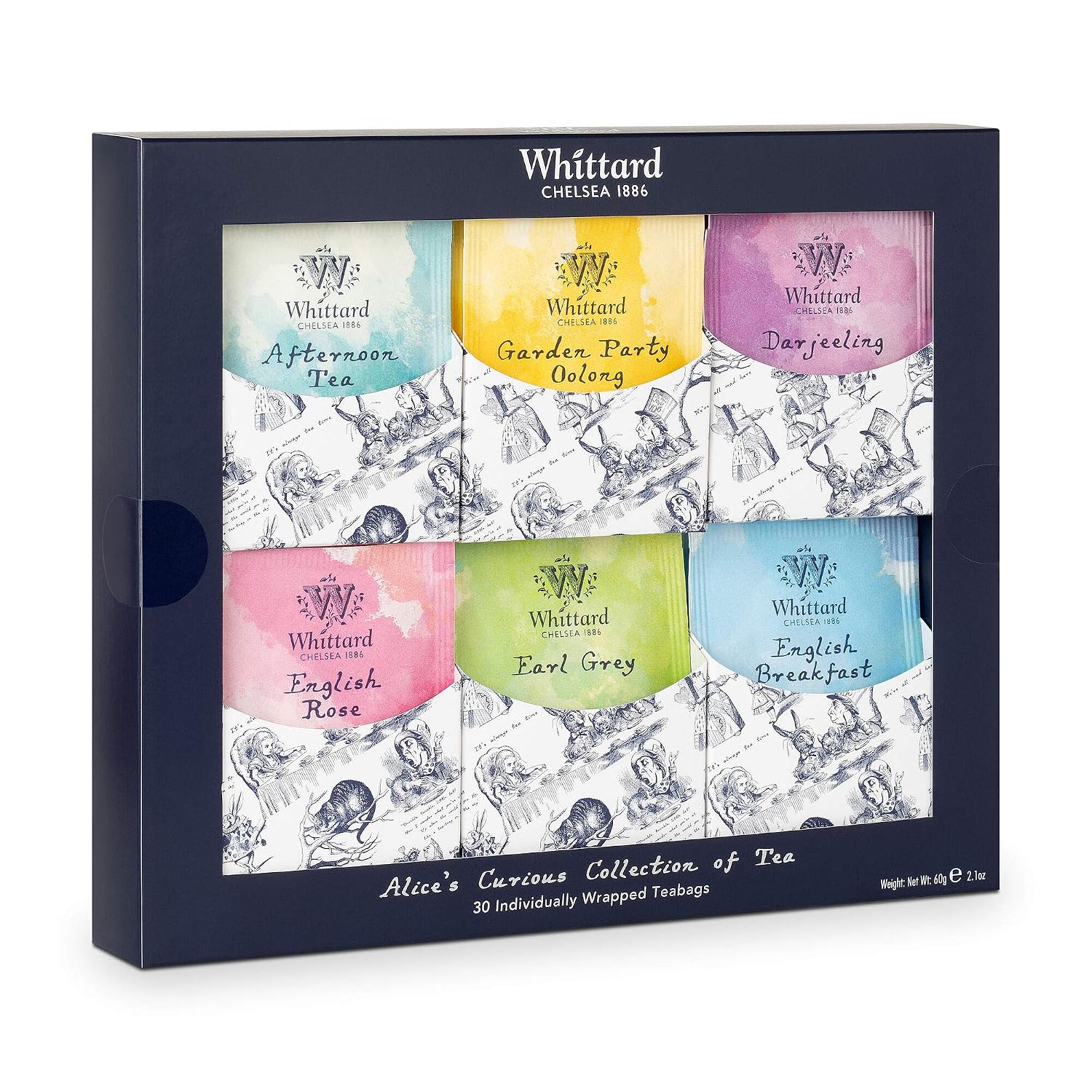 Whittard of Chelsea - Alice's Curious Collection of Tea - Gift Box Includes 5 Black Teabags & 1 Oolong Teabag (6 Teabags, 1 Box)