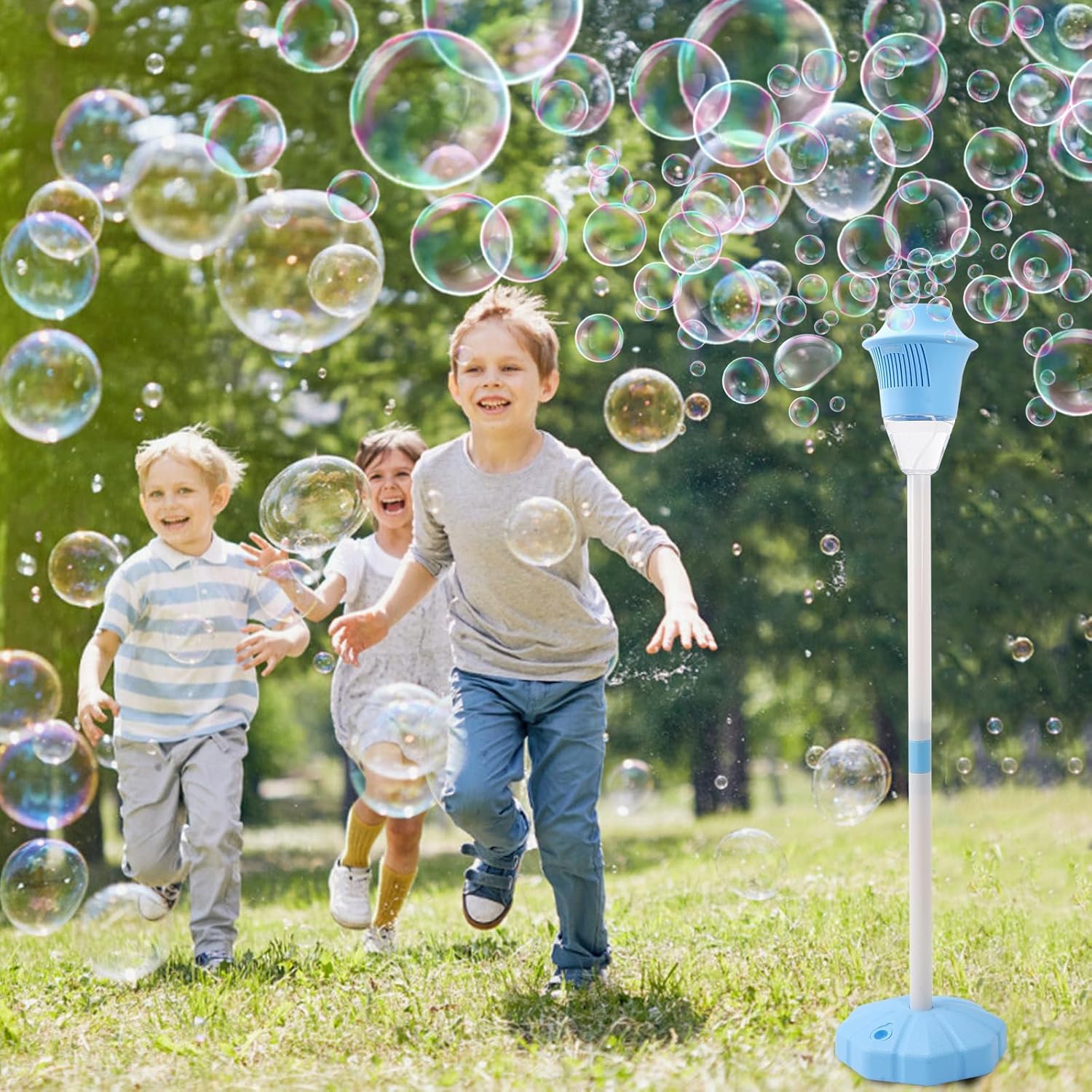 AIERSA Bubble Machine Automatic,Height 47 Inches Vertical Bubble Machine for Parties, Outdoor Battery Bubble Maker with Lights,Bubble Blower Machine for Wedding Kids Toddlers Birthday Party