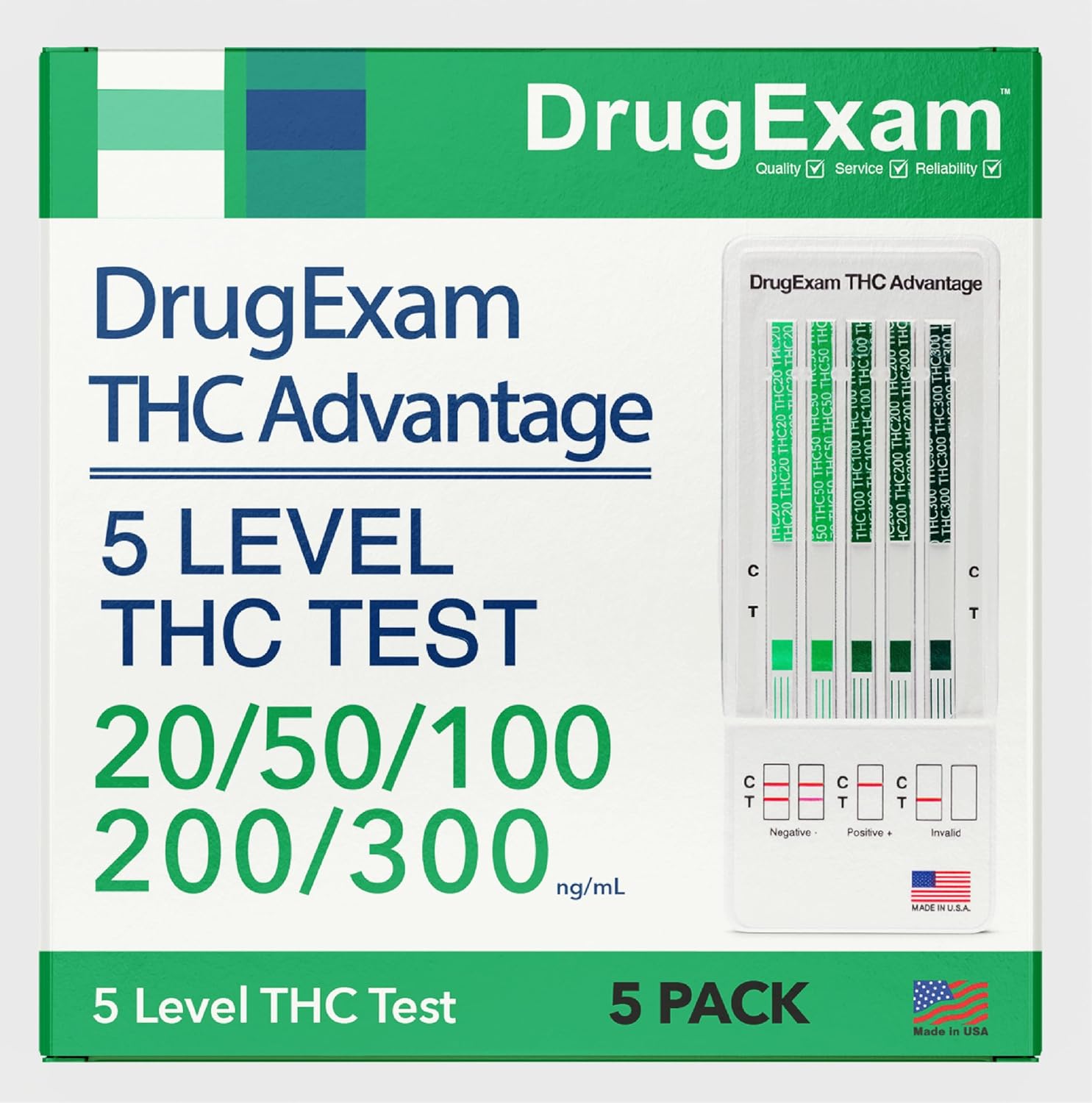 DrugExam 5 Pack - Marijuana Test Dip Card. Cannabinoids Testing Test. Rapid Test Dip Cards.Individually Packed. Detailed Instructions Included. Easy to Use.