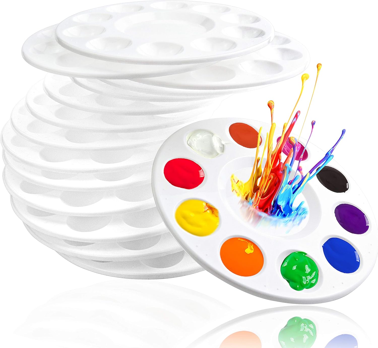 22 PCS Paint Tray Palettes for Kids, Plastic Paint Pallet with 10 Wells, Acrylic Artist Paint Tray Palette for Kids, Students to Acrylic Oil Watercolor Craft Supplies DIY Art Painting