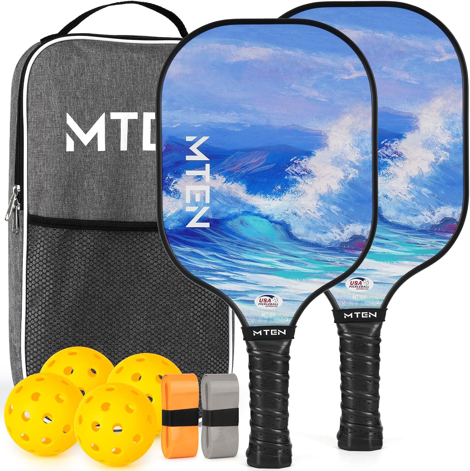 MTEN Pickleball Paddles Set of 2/4/1, USAPA Approved Fiberglass Rackets