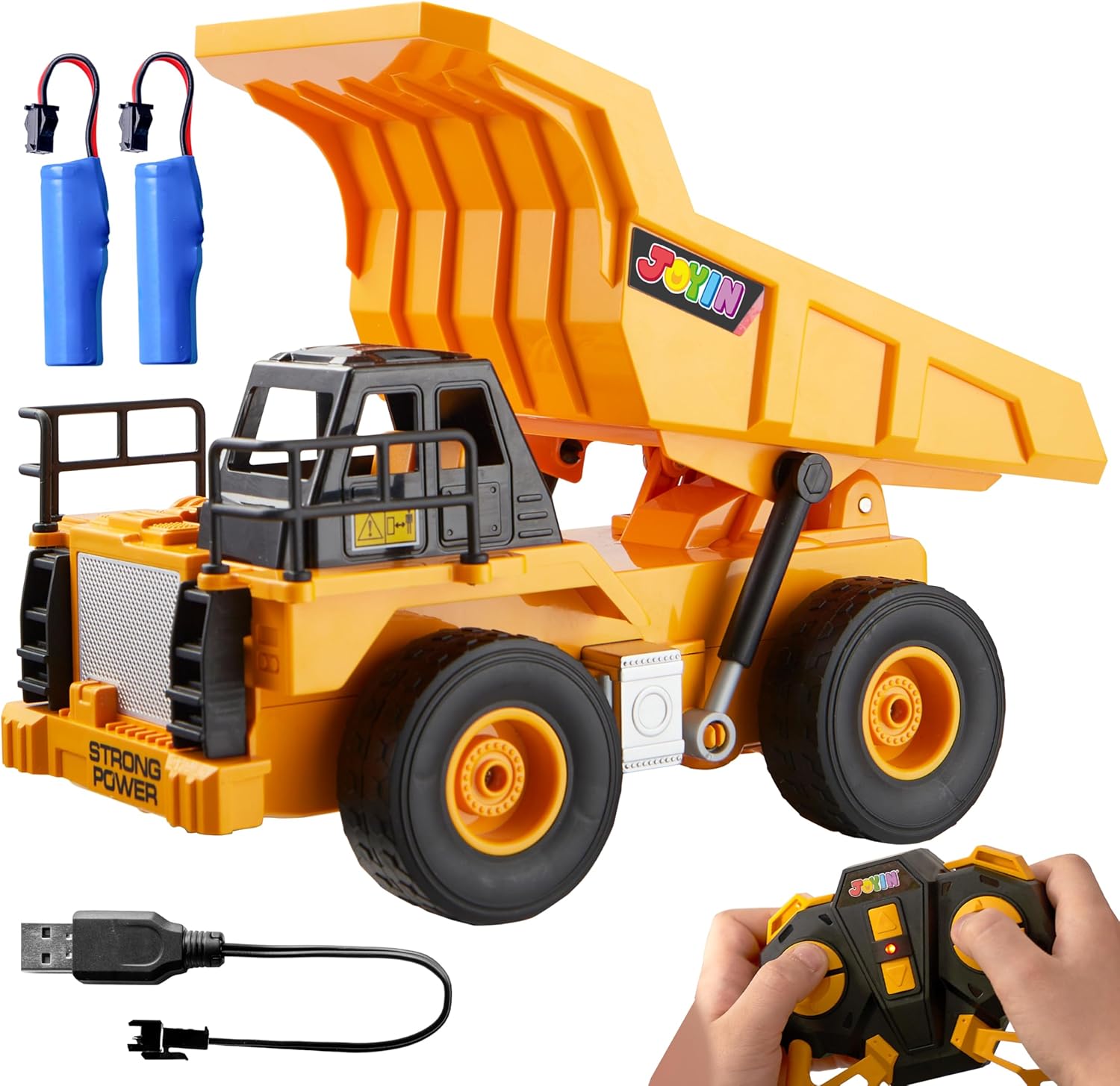 JOYIN Remote Control Dump Truck Toys, 2.4Ghz RC Tractor Toy with Light, Construction Vehicles Toys Car for Boys 3 4 5 6 7 8-12 Year Old, Christmas Birthday Gift Boy Age 3 4 5 6