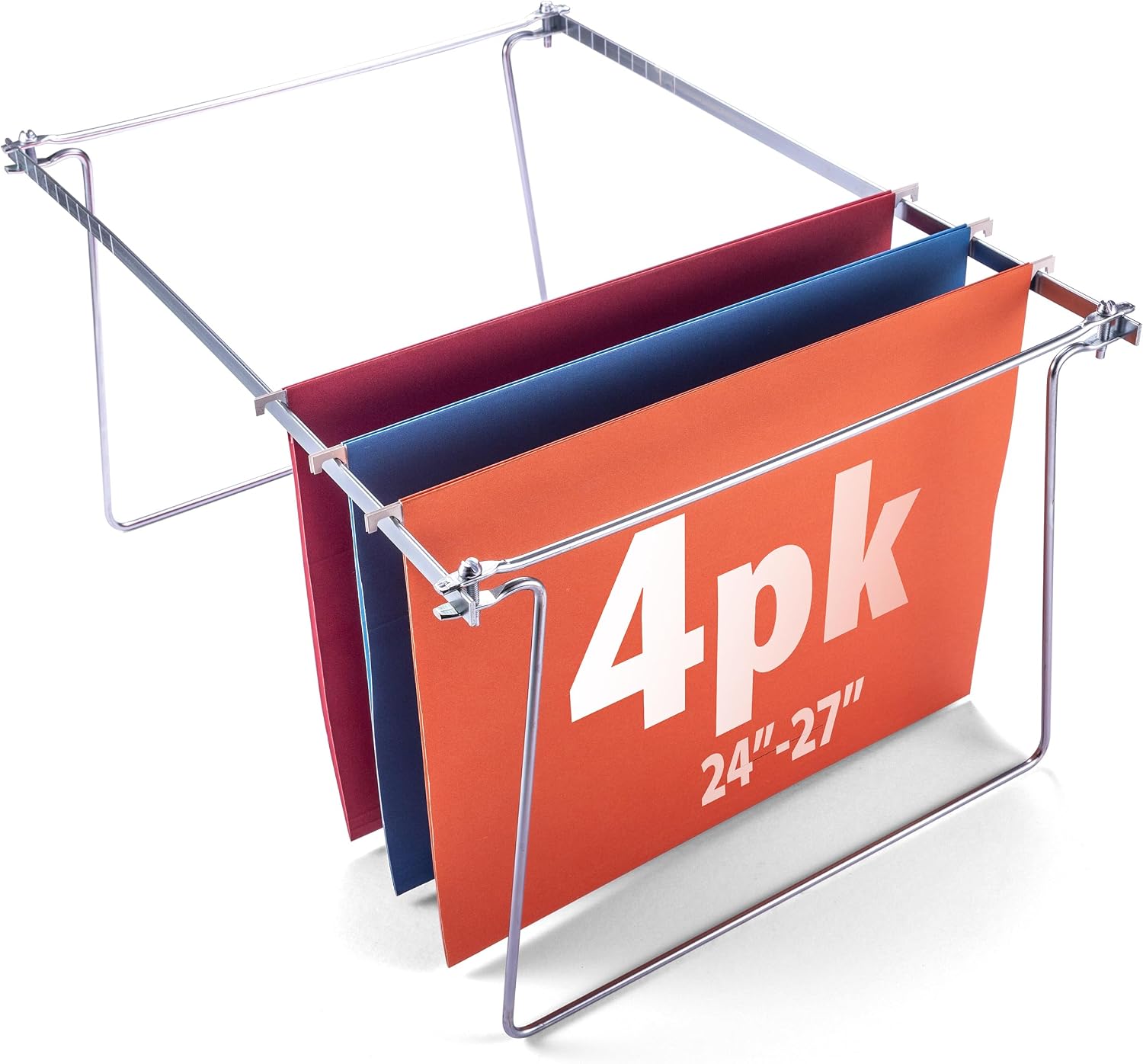 Officemate Hanging File Frame, Letter Size (Fits 24″–27″), Adjustable Heavy-Duty Steel File Drawer Organizer for Desks, Cabinets & Shelves, Set of 4 (91965)