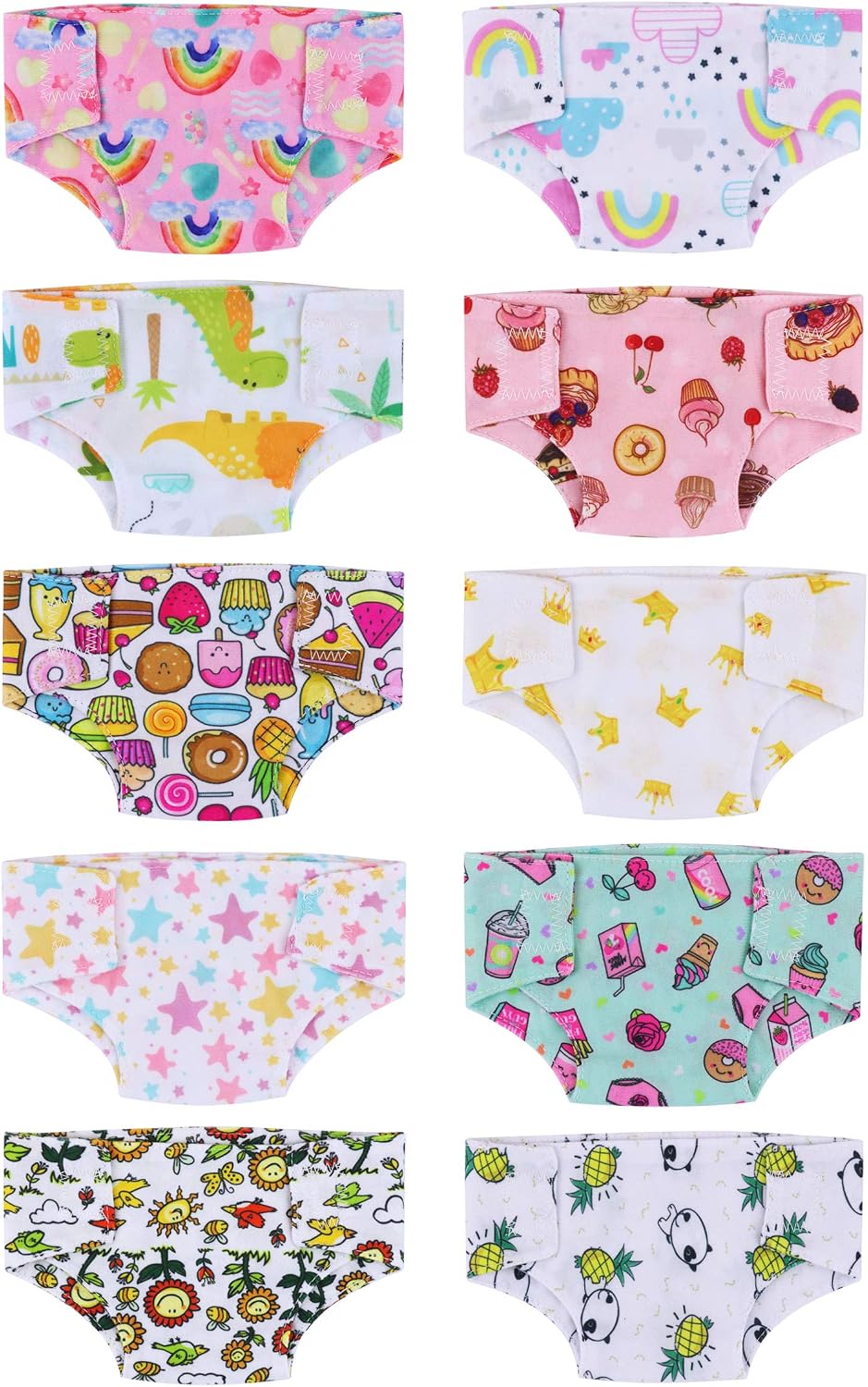 Zita Element 10 Pcs Baby Doll Diapers for 14-16 Inch Doll Underwear Clothes - 15 & 18 Inch Sizes - Gift