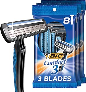 BIC Comfort 3 Disposable Razors, Long-Lasting 3-Blade Razors for Men, Perfect razors Designed for Smooth and Comfortable Shave, 24-Count