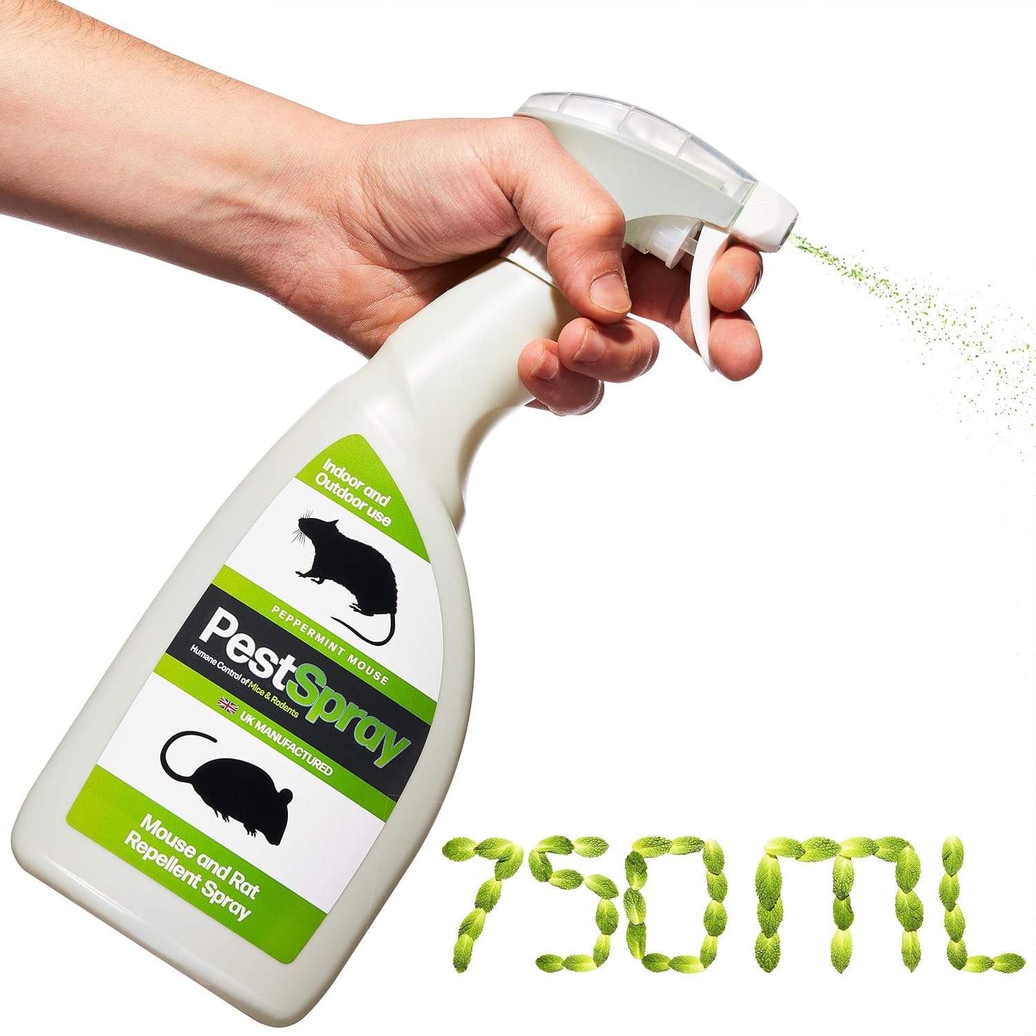Mouse Repellent Spray for Mice & Rats, Peppermint Oil Rodent Repellent, Humane Indoor & Outdoor Spray
