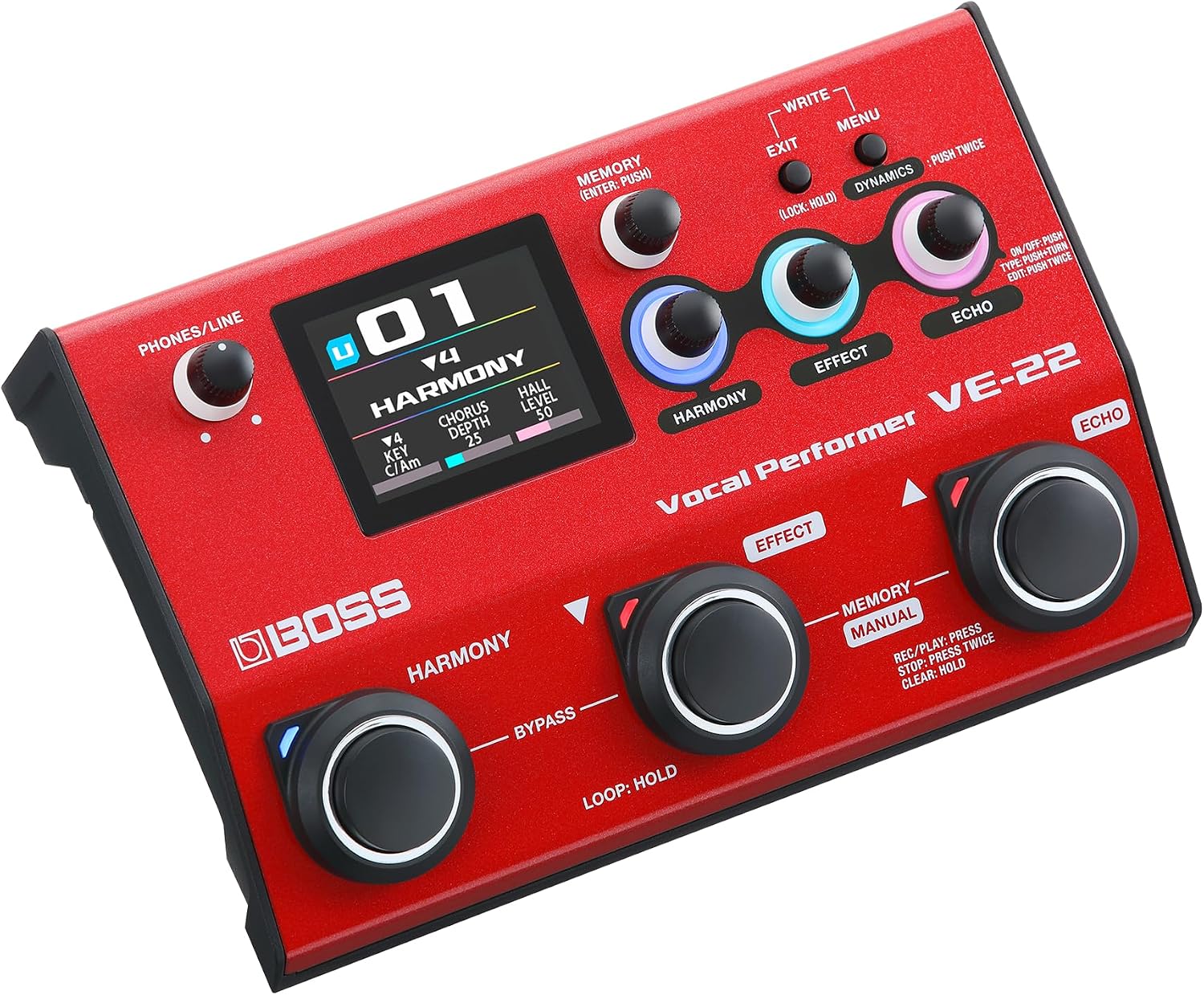 BOSS VE-22 Vocal Performer | Advanced Multi-Effects Processor for Singers | Powerful Harmony & Doubling Functions | Auto Pitch Correction