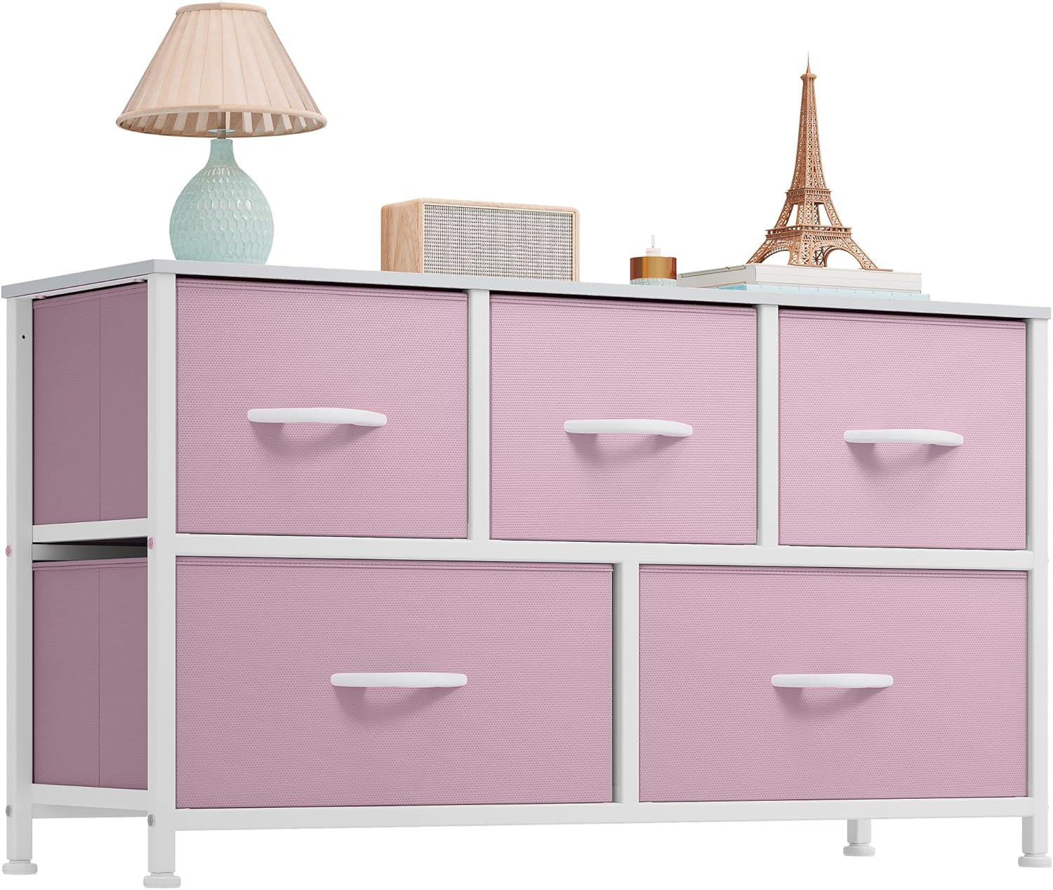 YITAHOME Wide Storage Tower with 5 Drawers - Fabric Dresser, Organizer Unit for Bedroom, Living Room, Closets