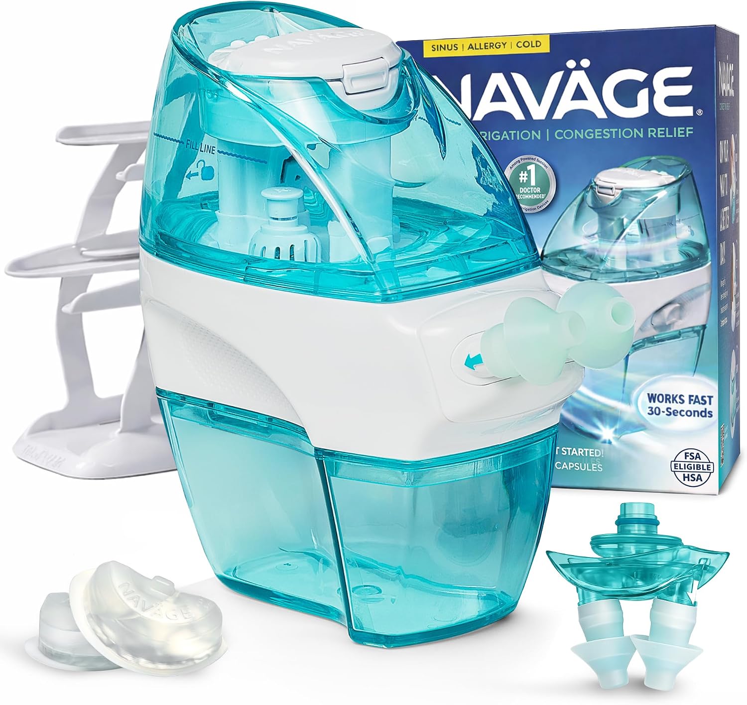 NAVAGE® Premium Bundle Nose Cleaner, 90 SaltPods, Caddy, Extra Dock