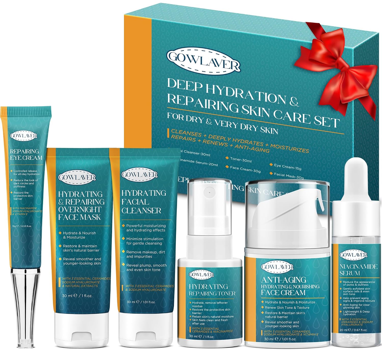 Skin Care Set for Teens Womens,Anti-Aging Deeply Hydrates Repairs Skincare Gift Set for All Skin,Facial Skin Care Products Routine Kit Christmas Beauty Gift Set for Women (Travle Size)