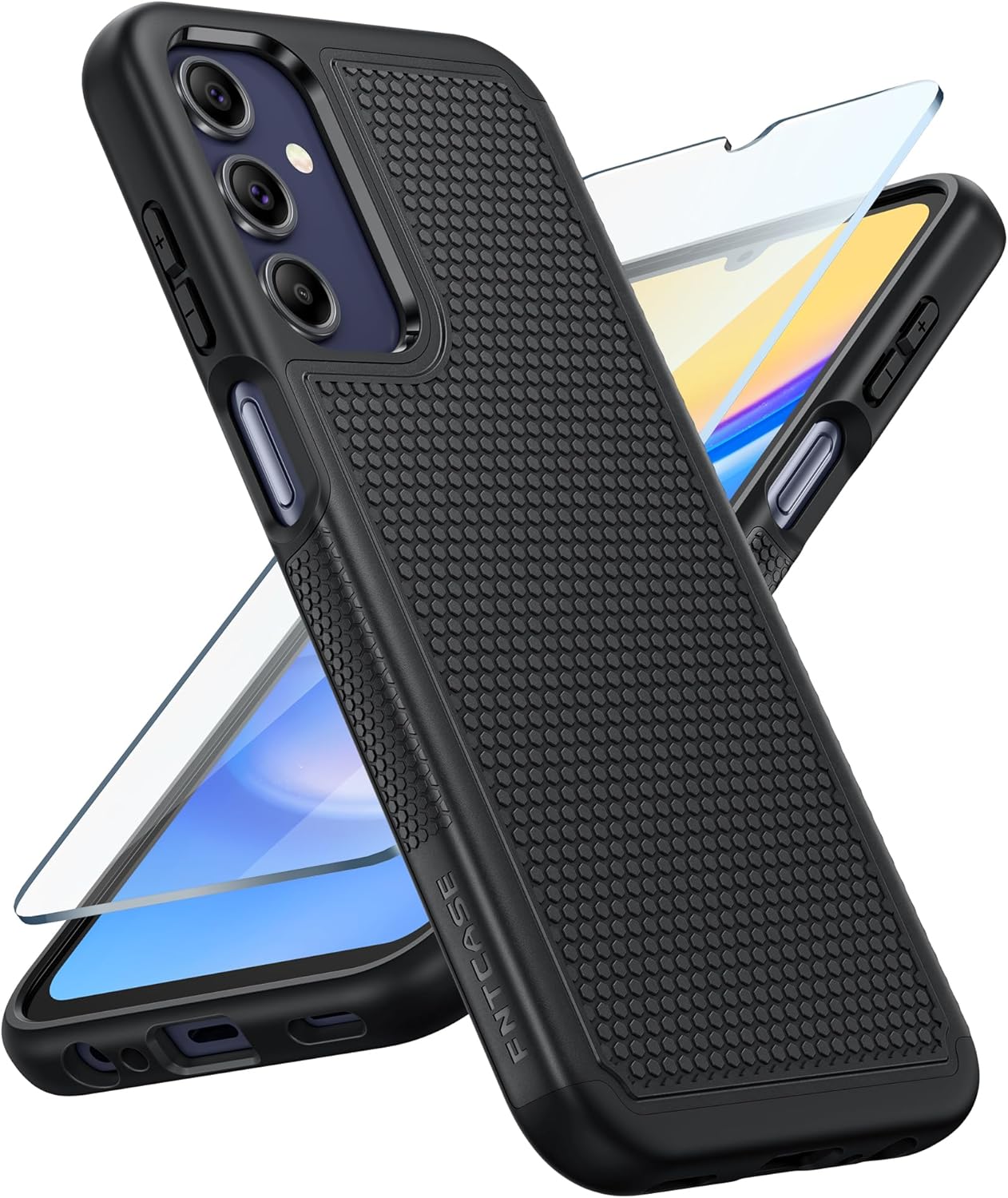 FNTCASE for Samsung A15 Phone Case: Dual Layer Shockproof Drop Protection - Galaxy 4G/5G/LTE 360 Military Grade Protective Mobile Cover Rugged Matte Heavy Duty Slim TPU Black
