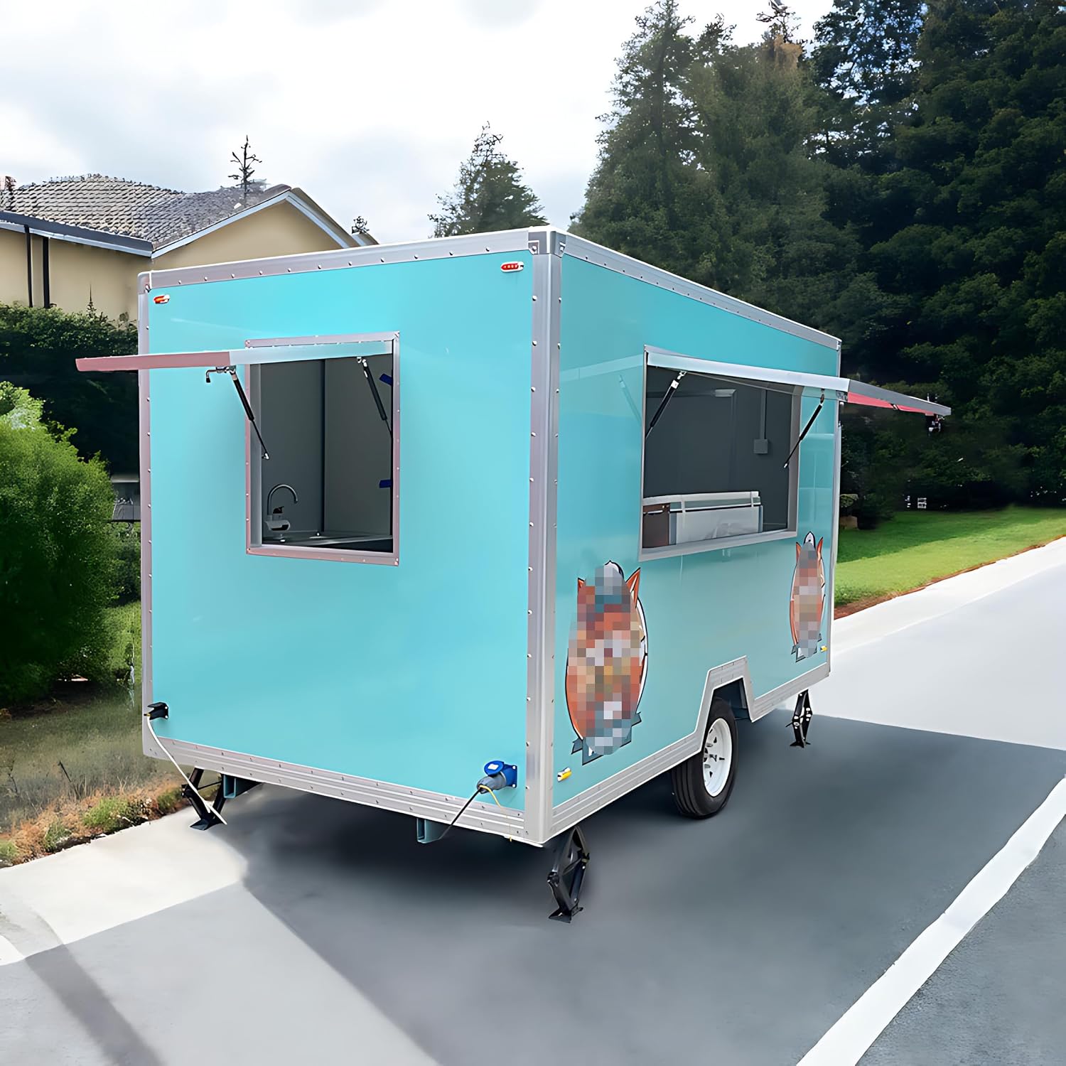 BELYOO Food Trailer Concession Food Trailer with Full Equipment Ice Cream Cart for Commercial Use