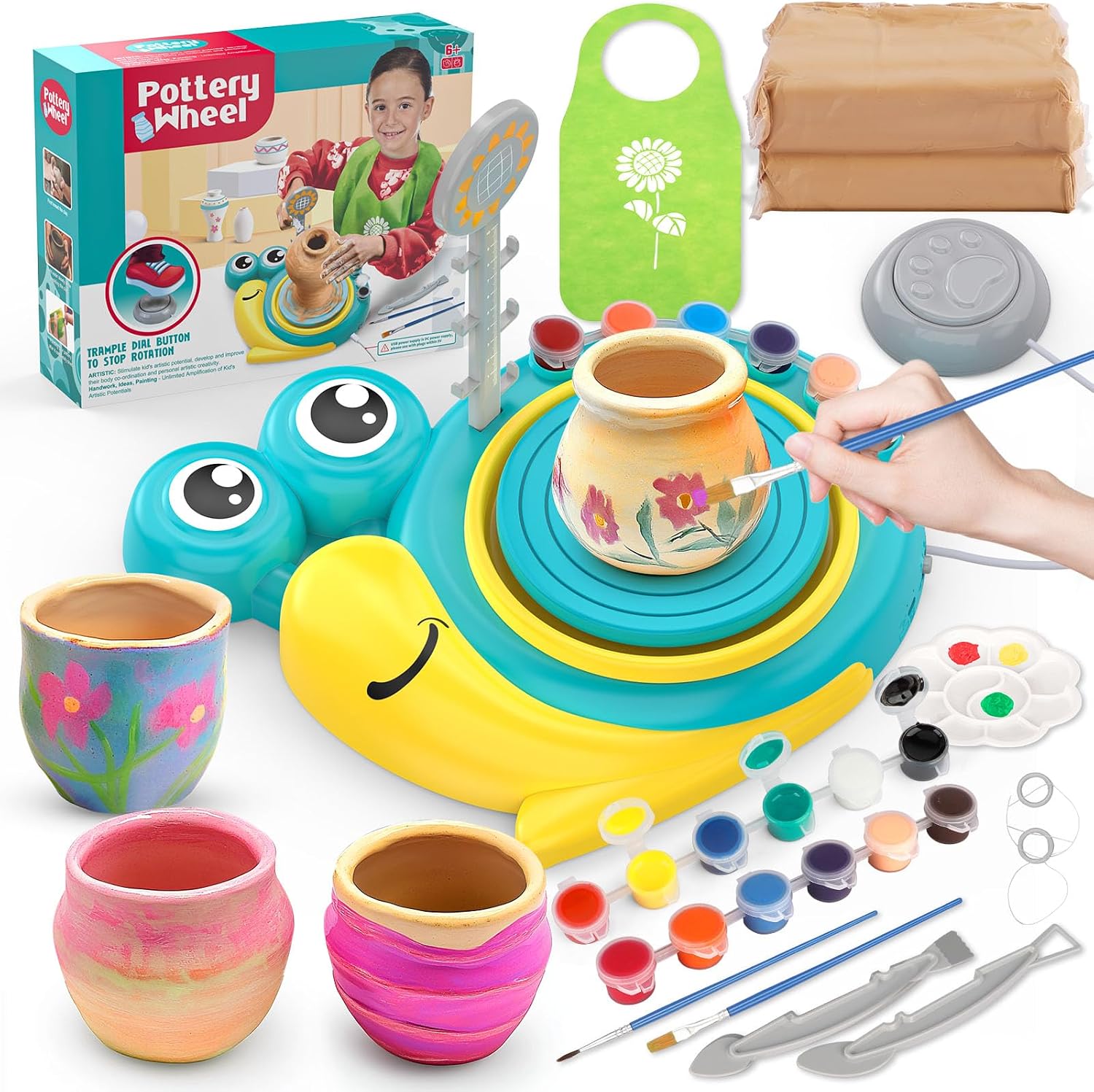 Aujazyble Pottery Wheel for Kids, Complete Arts & Crafts Kit for Kids 6-12+