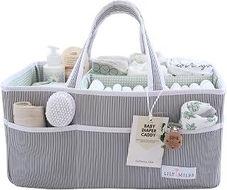 Lily Miles Baby Diaper Caddy - Large Organizer Tote Bag for Baby essentials Boy or Girl - Baby Shower Basket - Nursery Must Haves - Registry Favorites - Newborn Caddie Car Travel