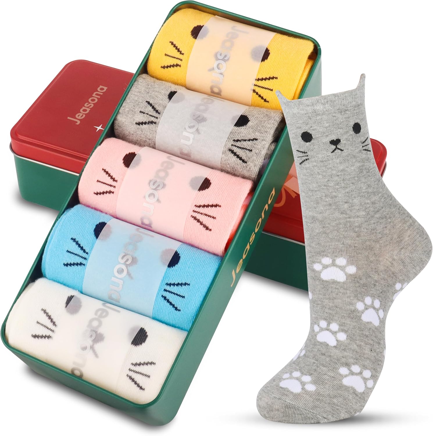 Jeasona 5 Pairs Cotton Socks Women Size 4-9 Animal Patterns | Animal Themed Cute Patterns Soft Comfortable Multipack Everyday Wear