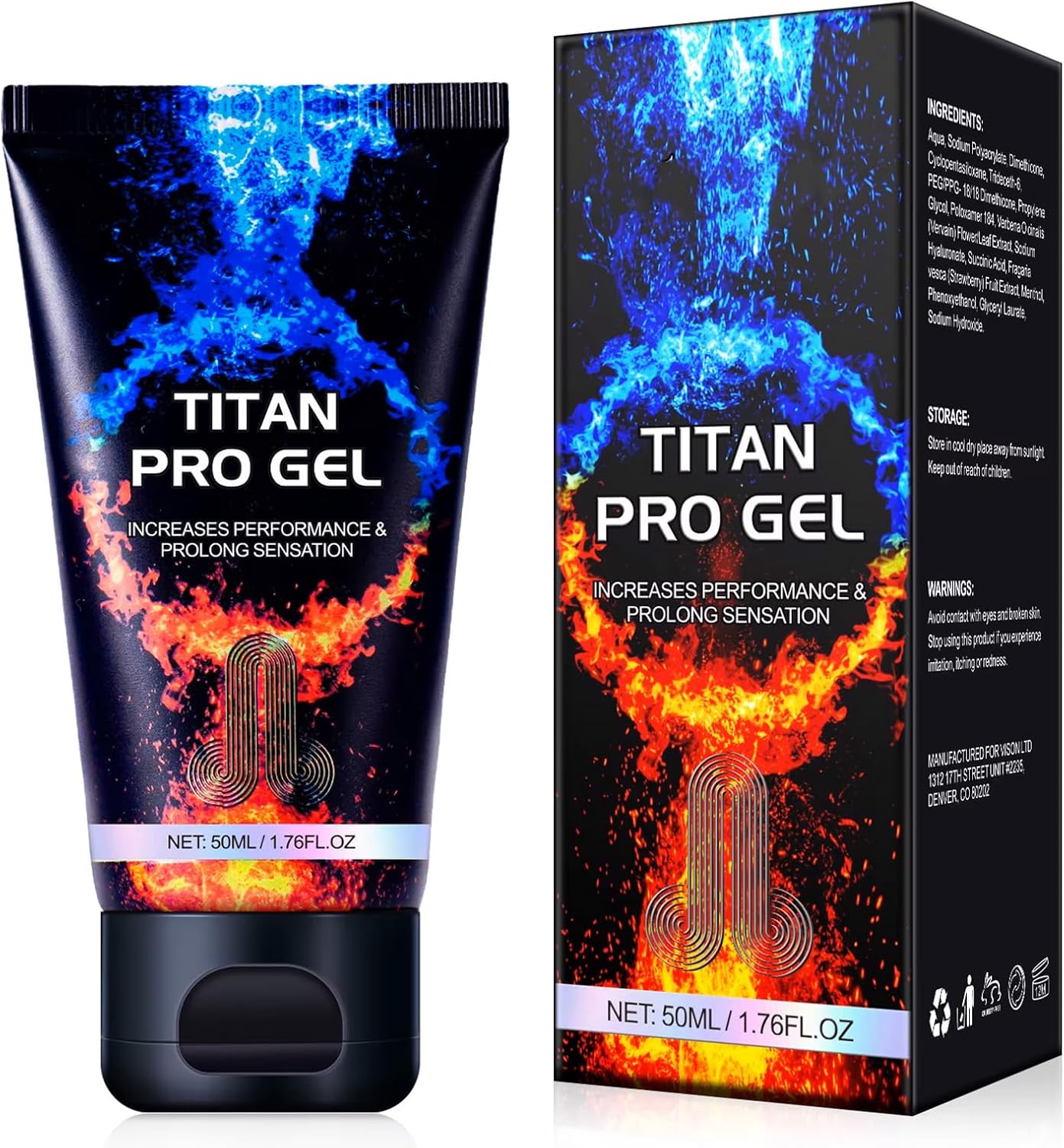 Titan Pro Gel, Male Enhancement Cream for Men, Body Gel for Private Part, Men's Re-Vitalize Enlargement Cream, Increases Performance & Prolong Sensation 50ml / 1.76 Fl Oz