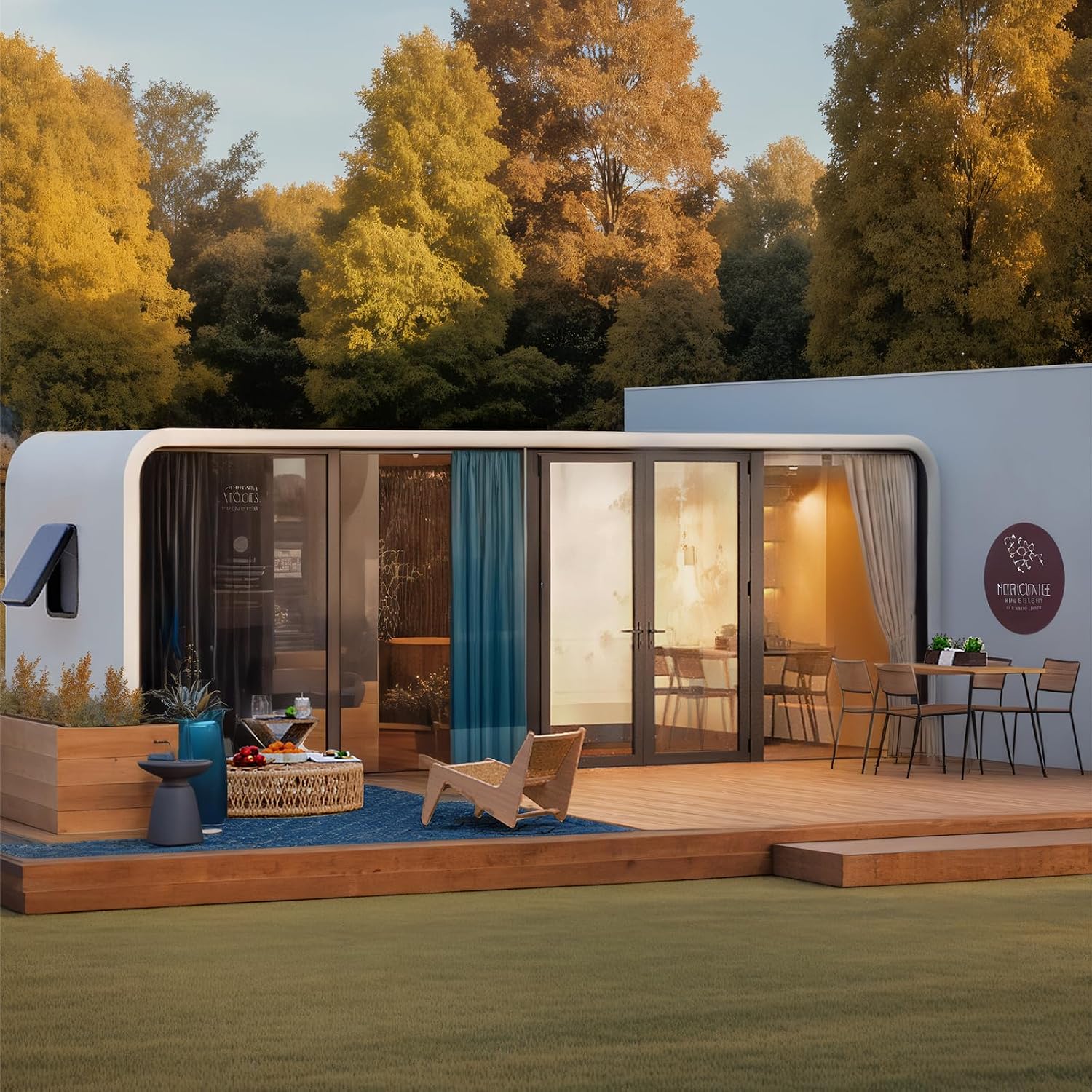 AMGUI Luxury Modern prefab Cabin - 19ft Mobile Capsule with Bedroom, Kitchen and Bathroom, Storm Resistant prefab Cabin -16 Typhoon and 12 Earthquake Proof Mobile Cabin for Travel and Outdoor Living