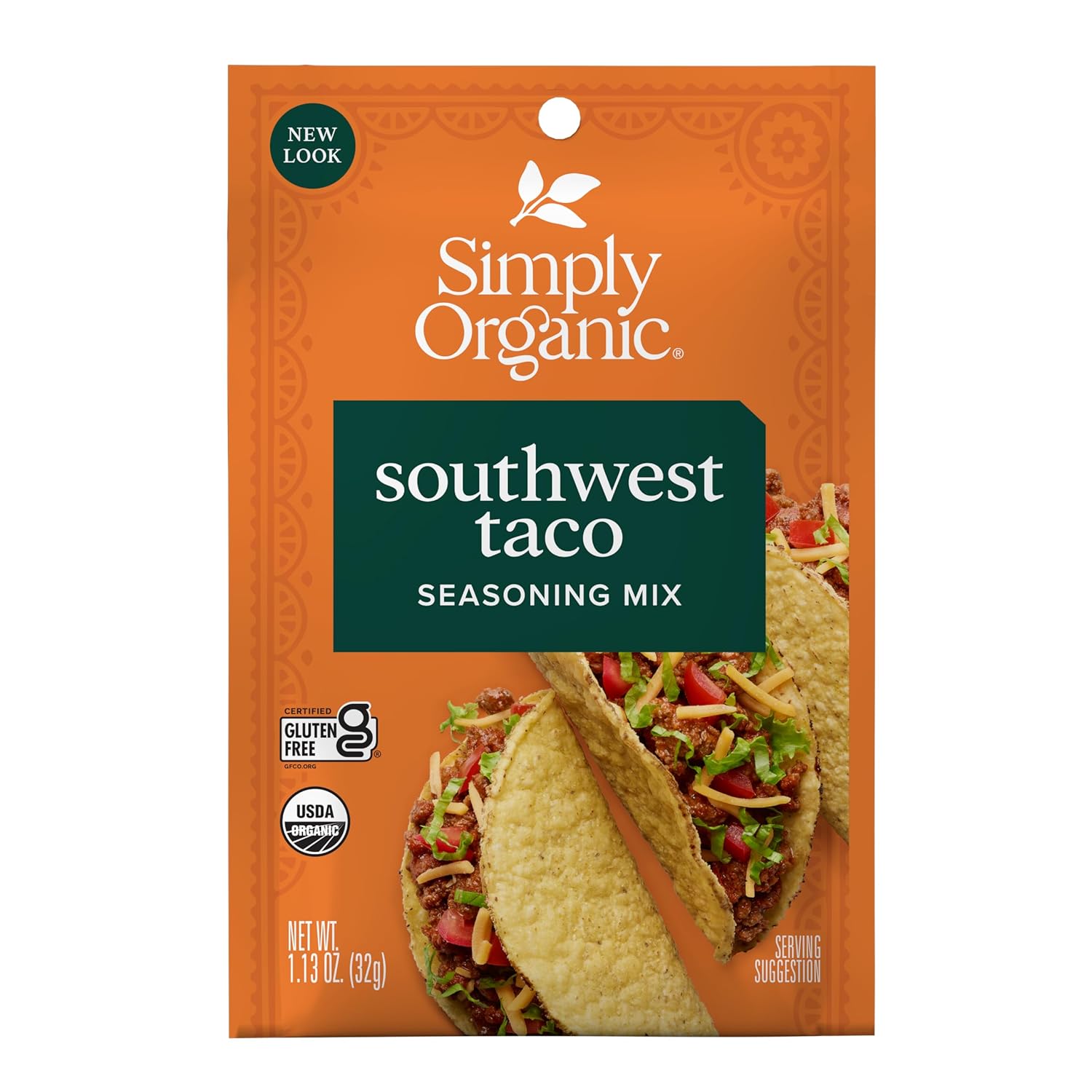 Simply Organic Southwest Taco Seasoning Mix, Vegan Friendly, Kosher, USDA Certified Organic, Non-GMO, 1.13 Ounce (Pack of 12)