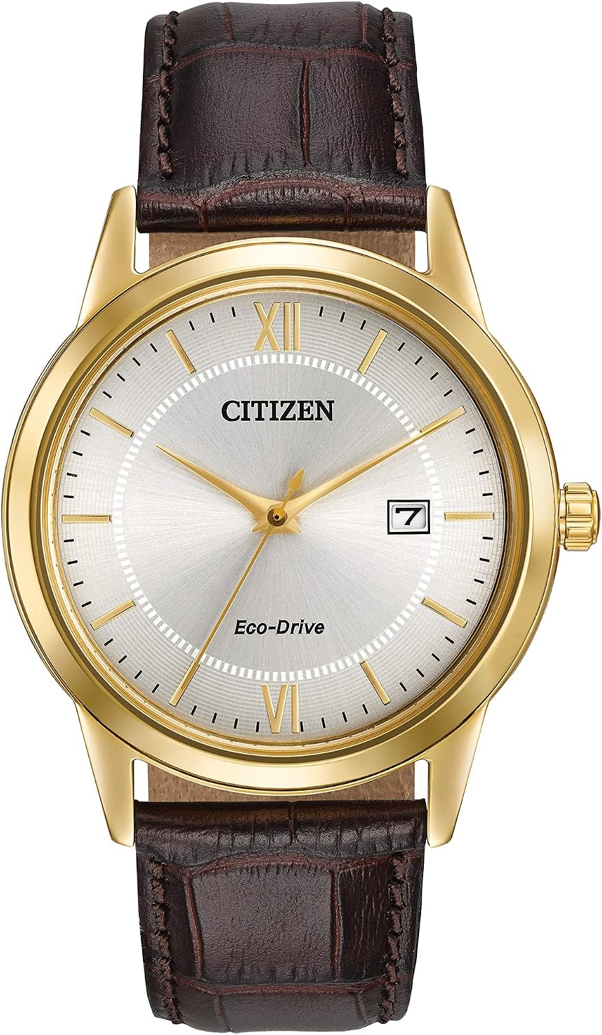 Citizen Men's Classic Eco-Drive Leather Strap Watch, 3-Hand Date
