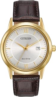 Citizen Men's Classic Eco-Drive Leather Strap Watch, 3-Hand Date