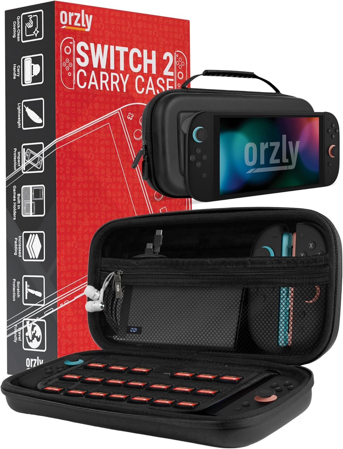 Case for Nintendo Switch 2 Protective Travel Carry Case with Screen Padding, Game Cards & microSD Slots with Zipped & Open Pockets for Console Accessories - Gift Box Edition