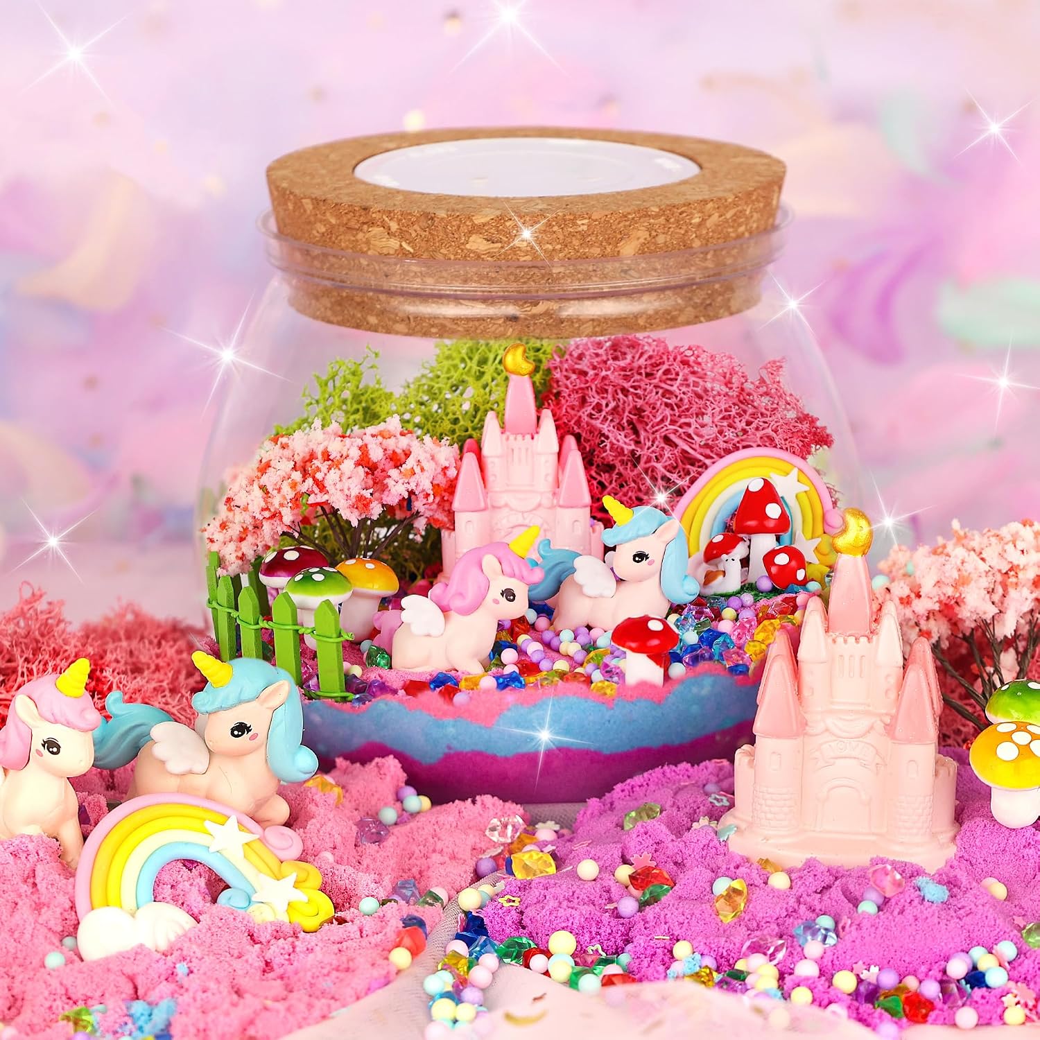 Unicorn Light-Up Terrarium Kit for Kids - LED Night Light Birthday Gift for Girls Ages 4 5 6 7 8-12 Year Old - Unicorn Toys for Girls - DIY Arts and Crafts Kit for Kids - Best Presents